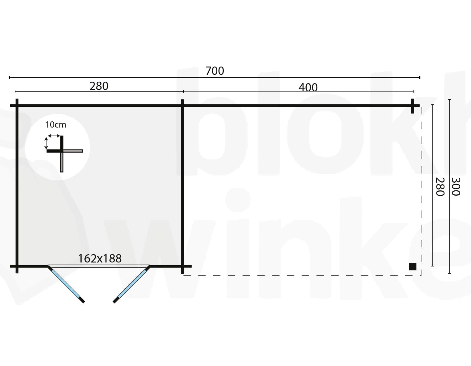 Plattegrond Blokhut Charlotta | Inclusief fundamentbalken, easyroofing, startset en bezorging!