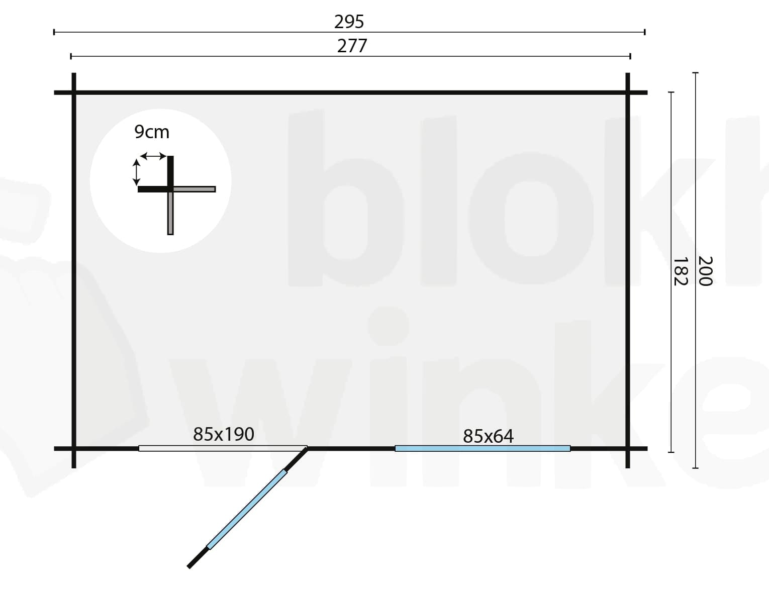 Plattegrond Blokhut Sten | Inclusief fundamentbalken, shingles, startset en bezorging!