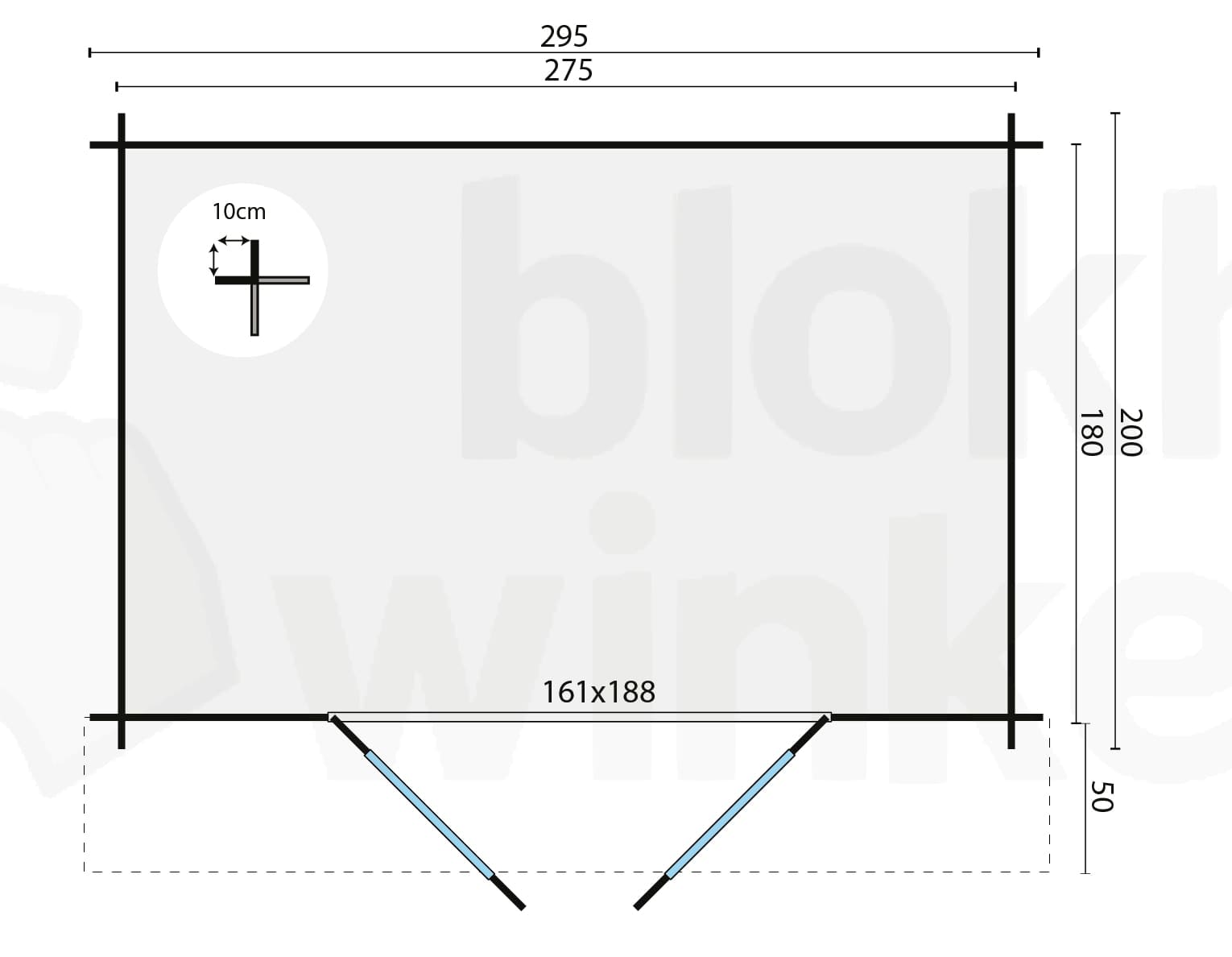 Plattegrond Blokhut Anja | Inclusief fundamentbalken, shingles, startset en bezorging!