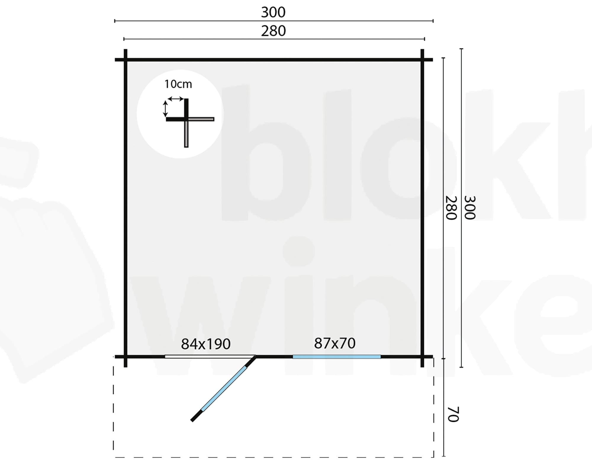 Plattegrond Blokhut Bo | Inclusief fundamentbalken, shingles, startset en bezorging!