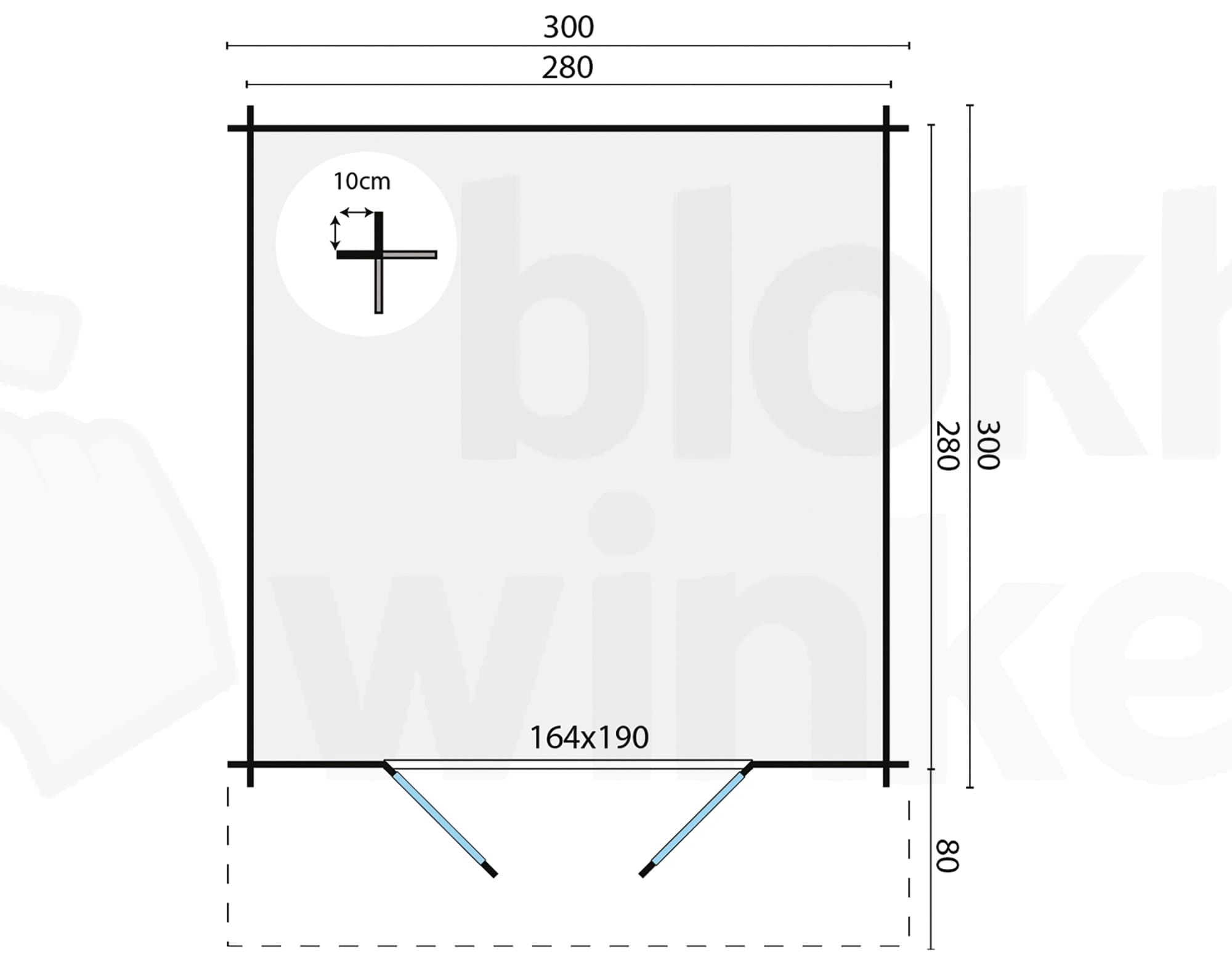 Plattegrond Blokhut Perlund geïmpregneerd | Inclusief fundamentbalken, shingles, startset en bezorging!