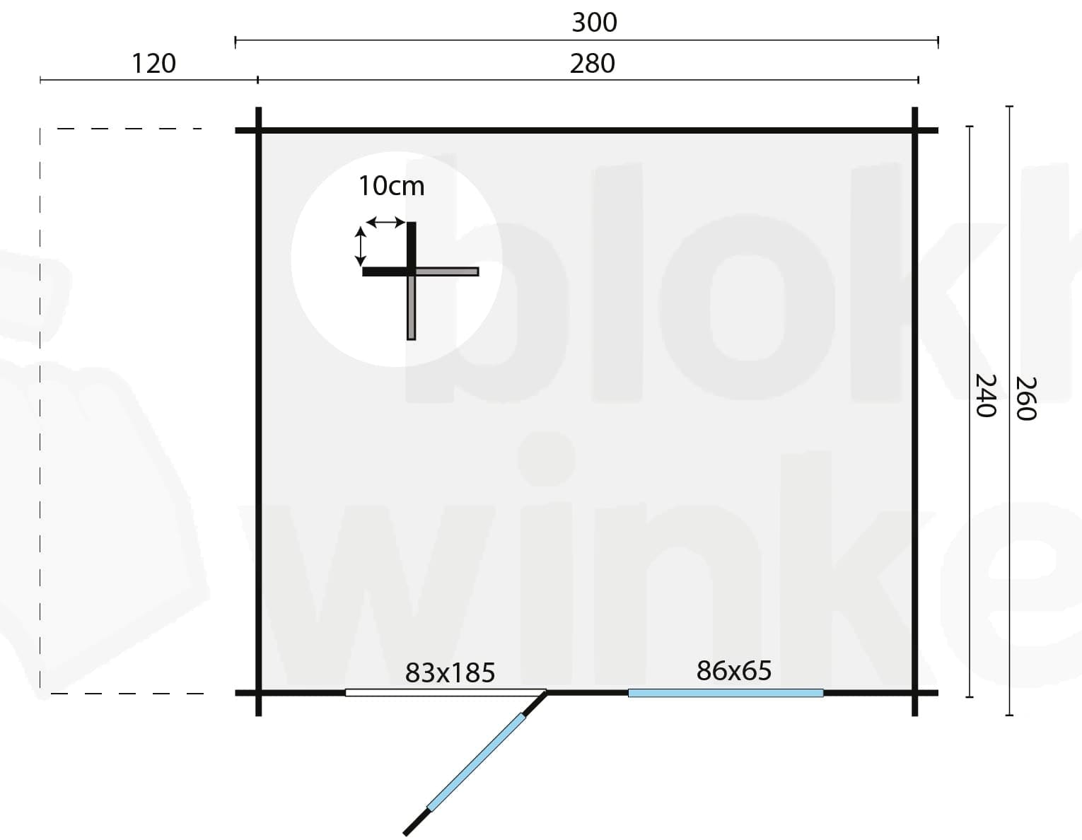 Plattegrond Blokhut Lars | Inclusief fundamentbalken, shingles, startset en bezorging!