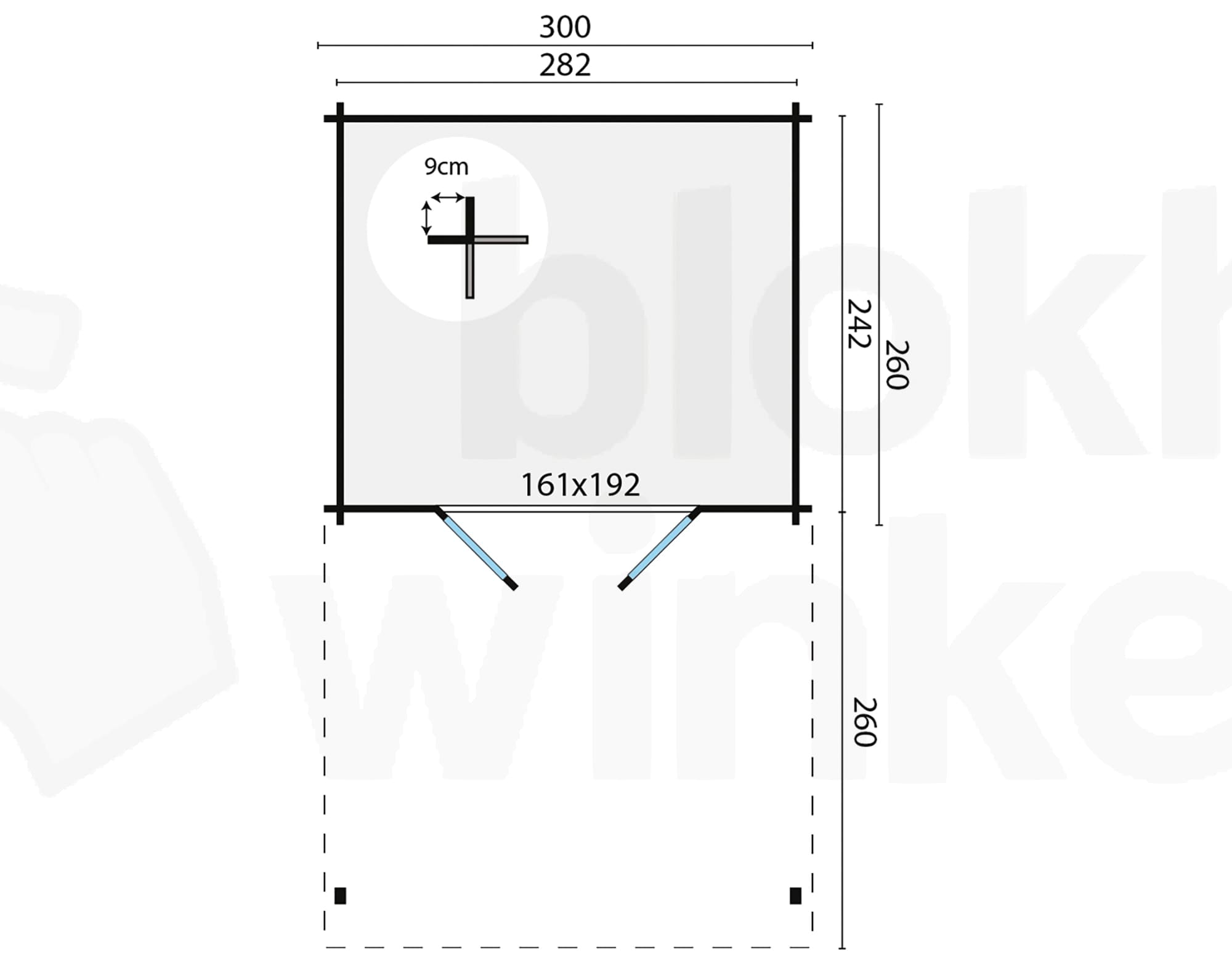 Plattegrond Blokhut Georg geïmpregneerd | Inclusief fundamentbalken, shingles, startset en bezorging!