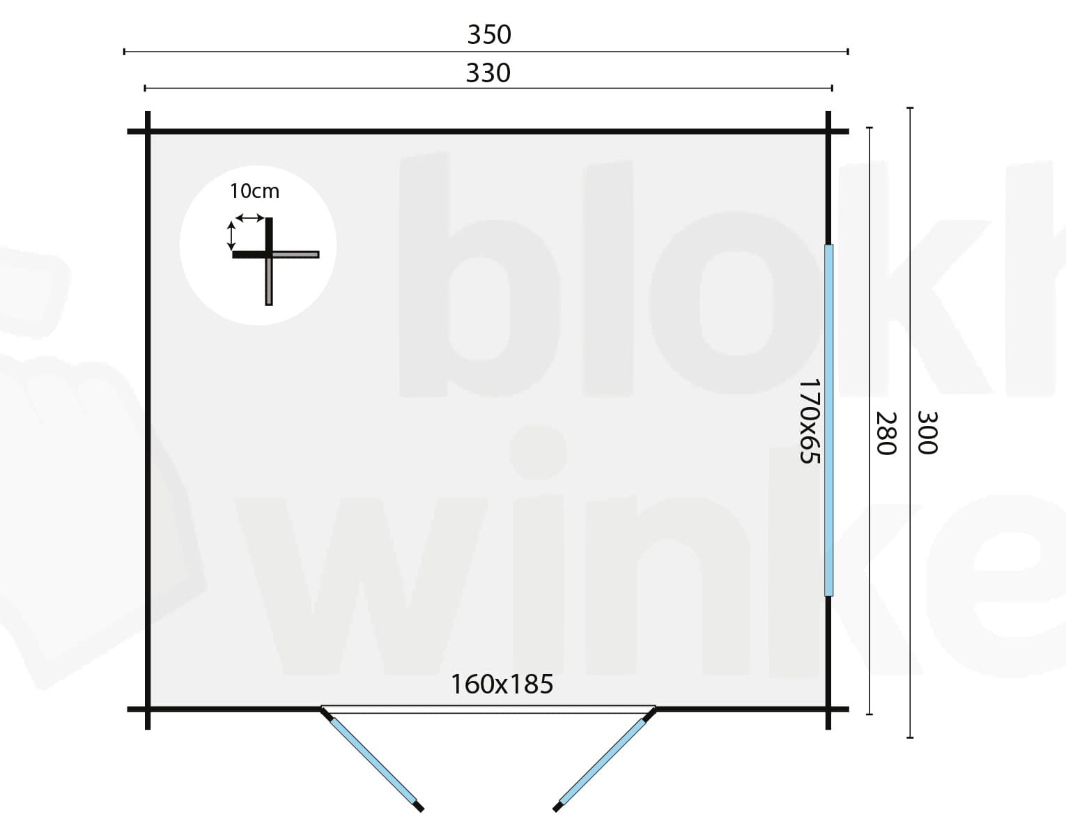 Plattegrond Blokhut Skov | Inclusief fundamentbalken, shingles, startset en bezorging!