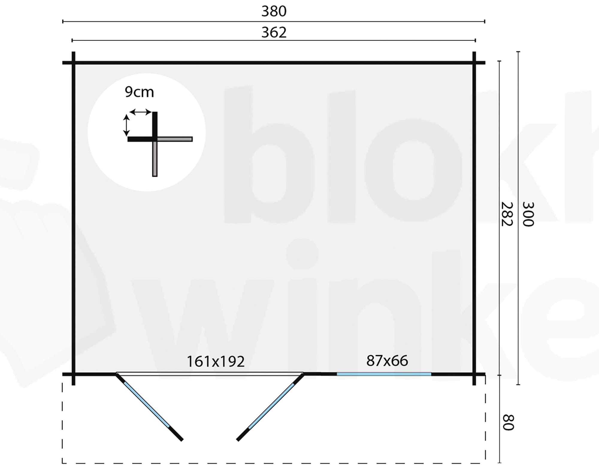 Plattegrond Blokhut Ingmar | Inclusief fundamentbalken, shingles, startset en bezorging!