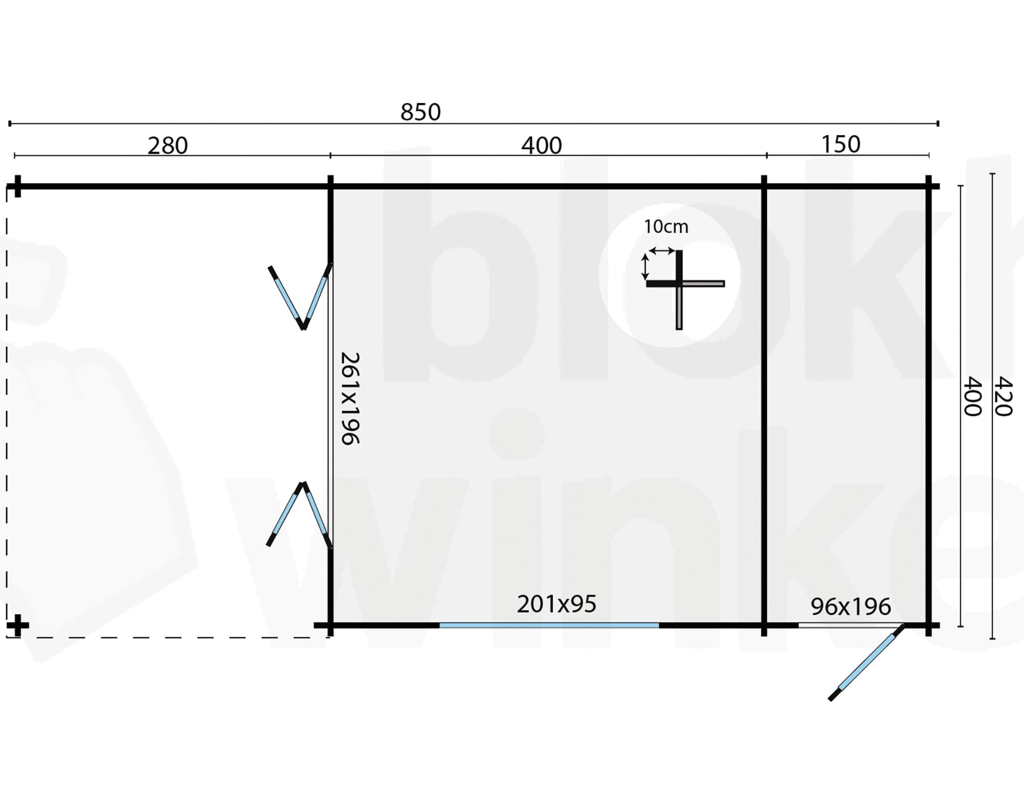 Plattegrond Blokhut Sibella | Inclusief fundamentbalken, shingles, startset en bezorging!