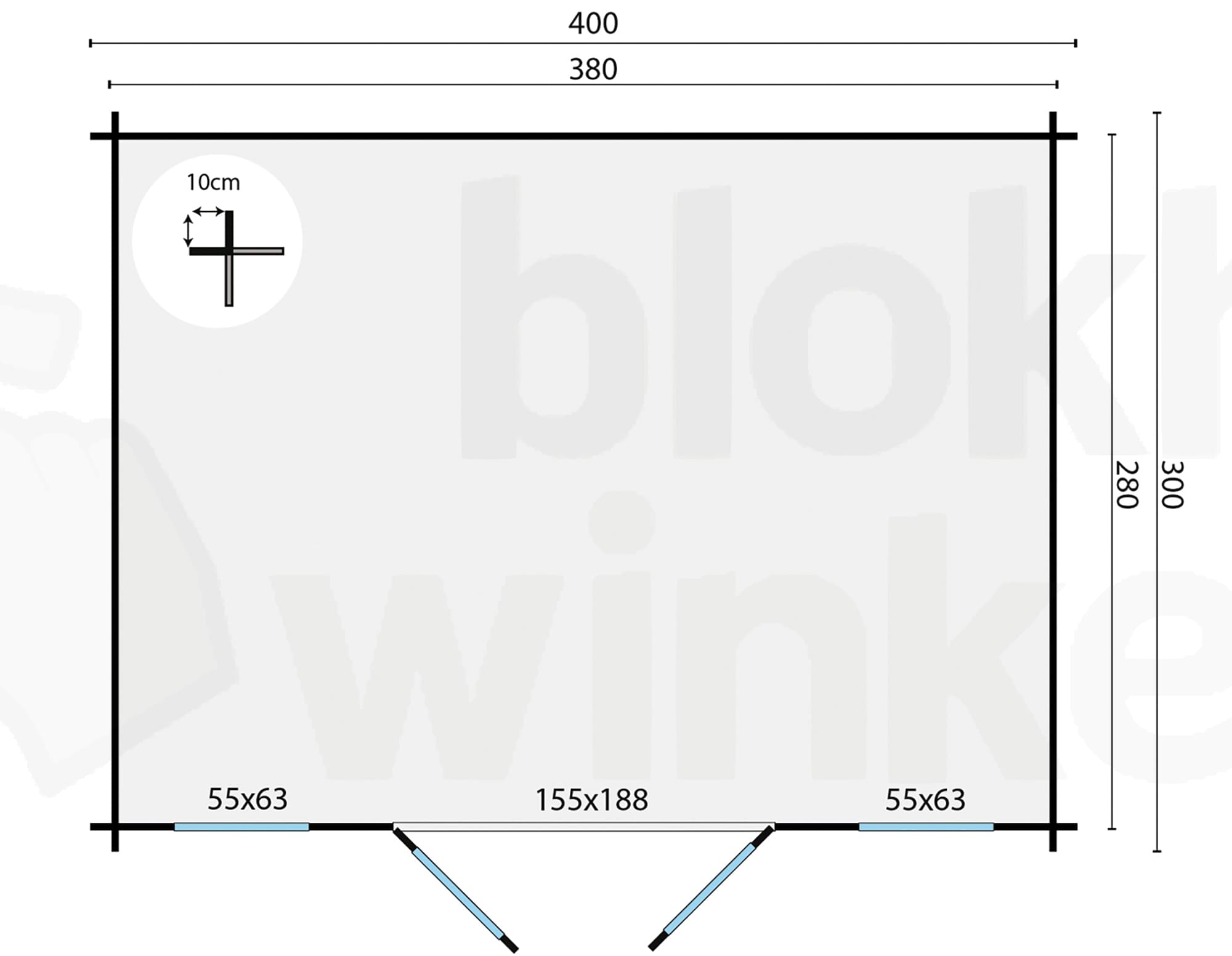 Plattegrond Blokhut Juha | Inclusief fundamentbalken, shingles, startset, ramen en deuren en bezorging!