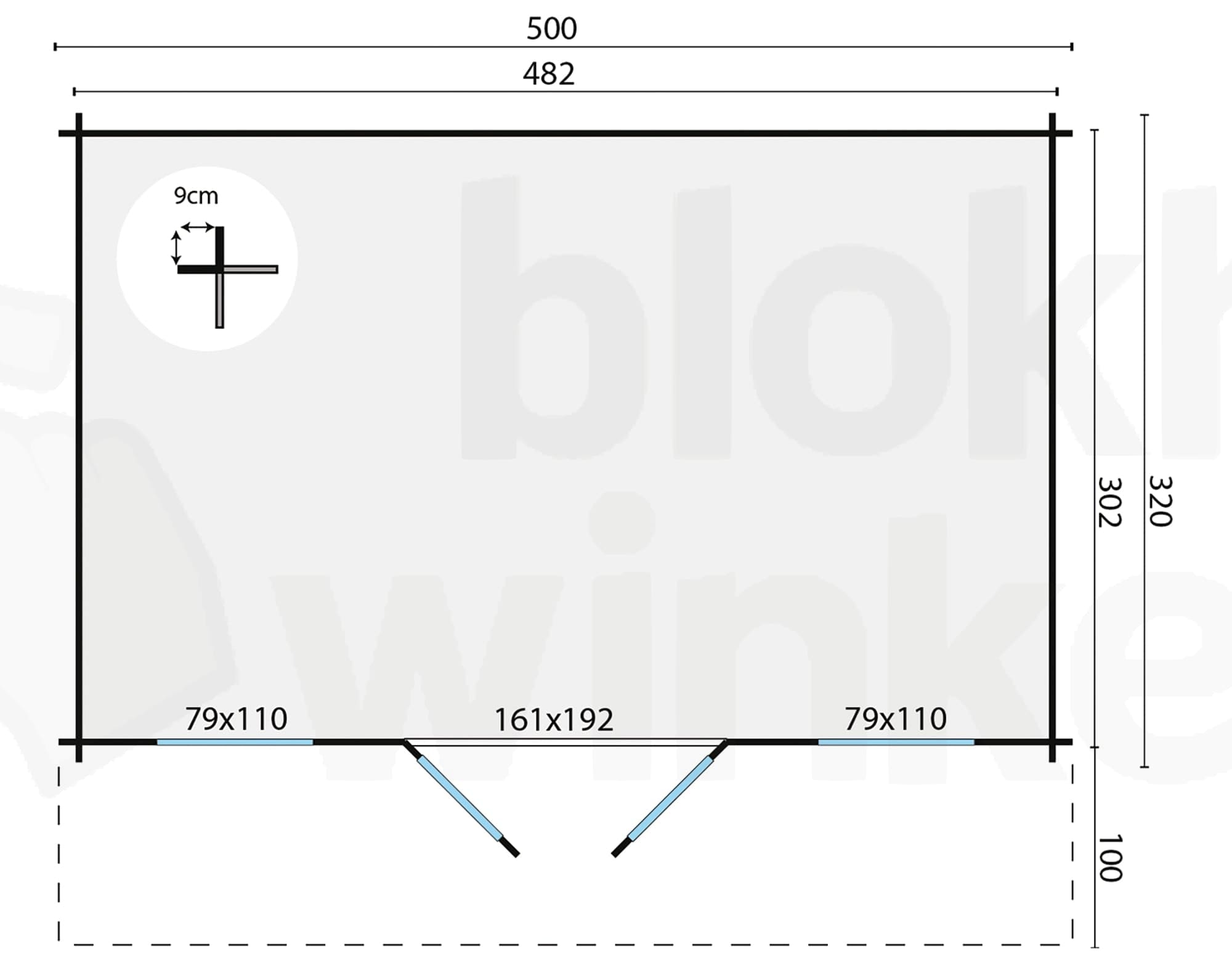 Plattegrond Blokhut Skyler geïmpregneerd | Inclusief fundamentbalken, shingles, startset en bezorging!