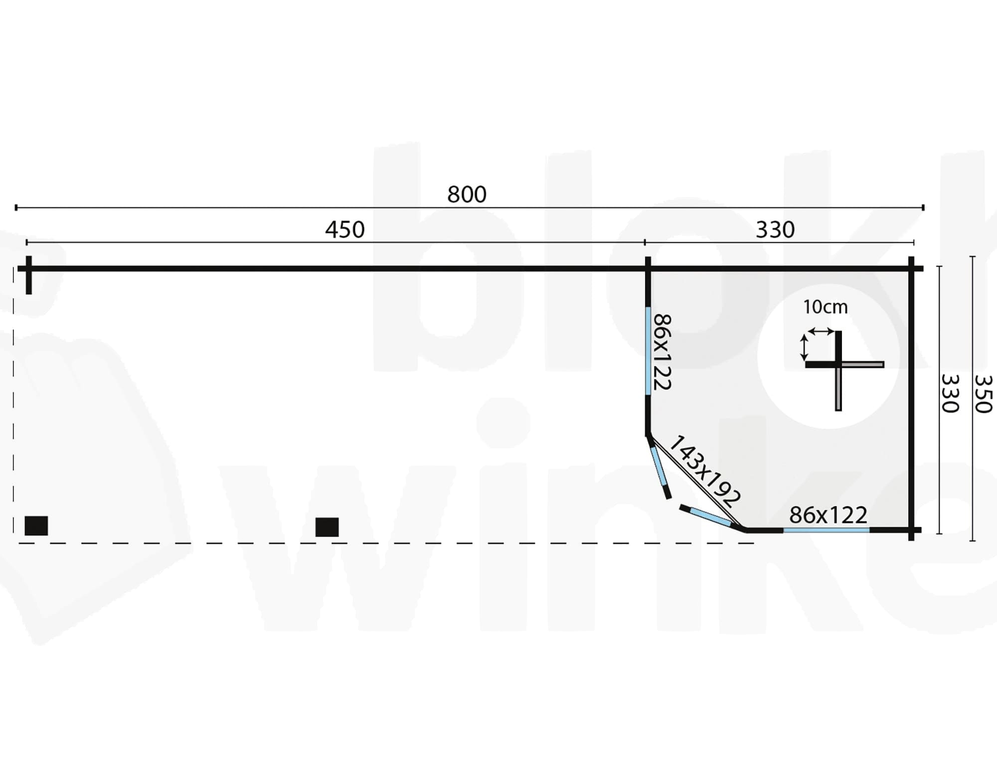 Plattegrond Blokhut Paiva | Inclusief fundamentbalken, shingles, startset en bezorging!