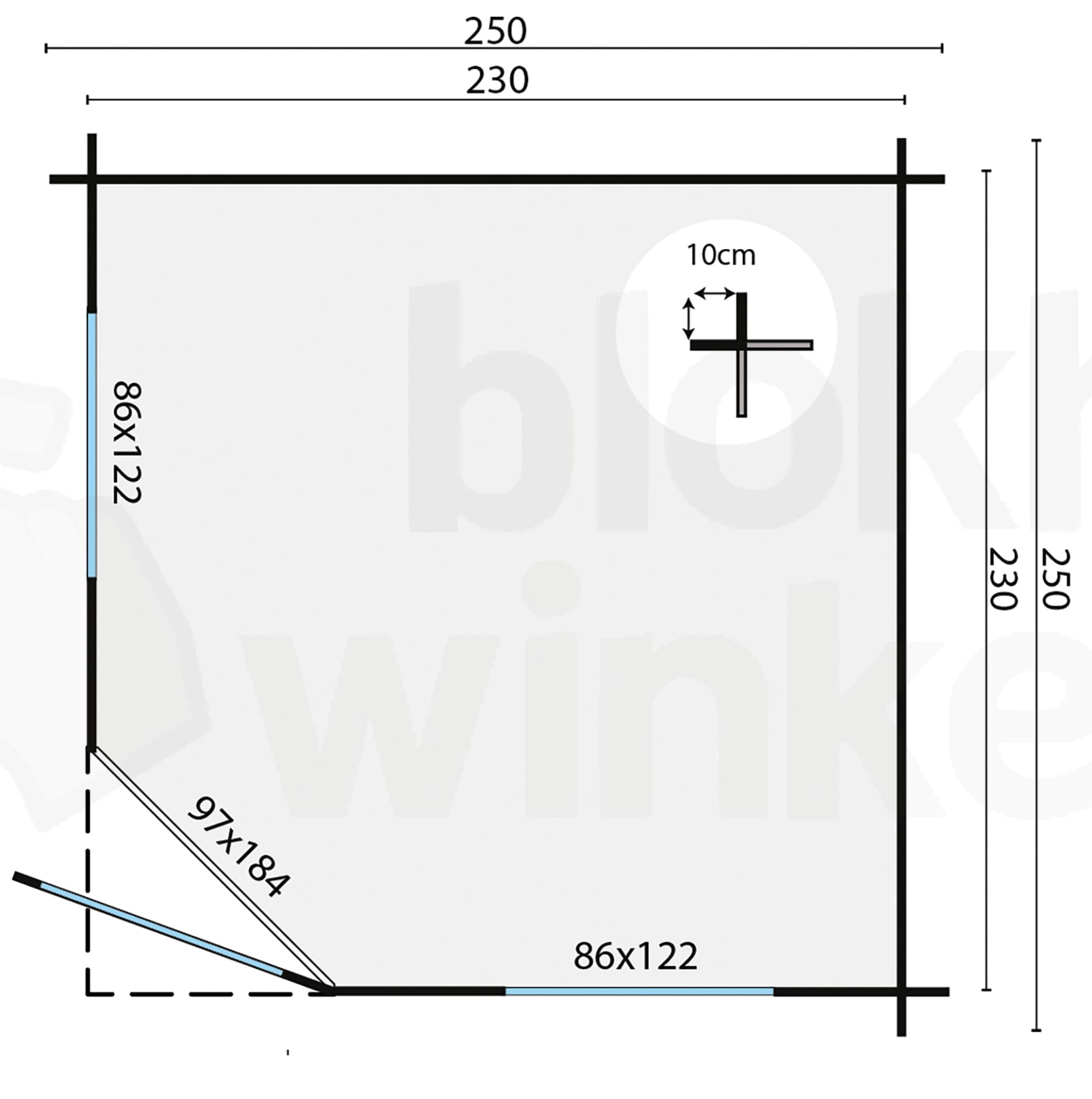 Plattegrond Blokhut Jos | Inclusief fundamentbalken, shingles, startset en bezorging!