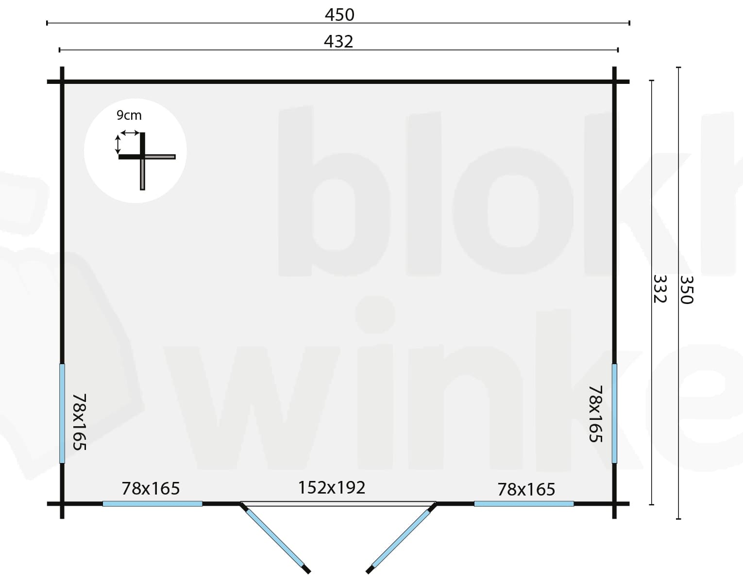 Plattegrond Blokhut Arne | Inclusief fundamentbalken, shingles, startset en bezorging!