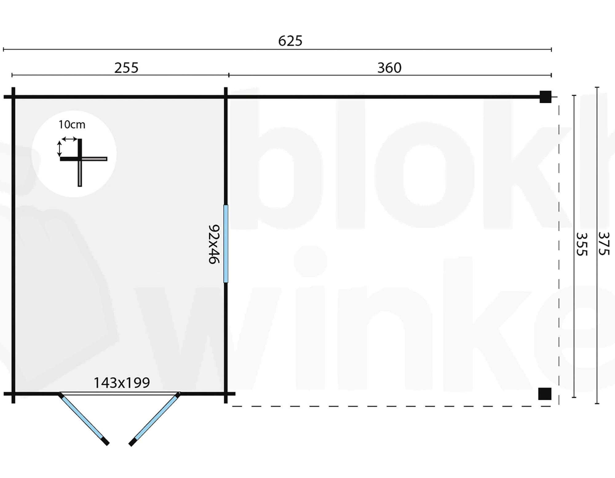 Plattegrond Blokhut Diederick | Inclusief fundamentbalken, EPDM, startset en bezorging!