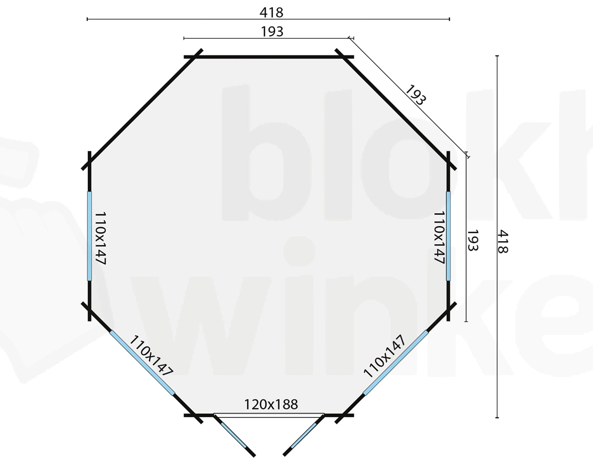 Plattegrond Blokhut Lynn | Inclusief fundamentbalken, shingles, startset en bezorging!