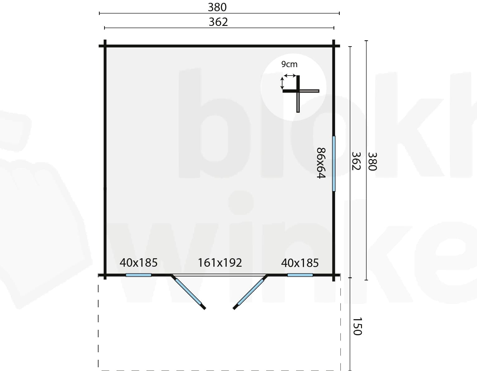 Plattegrond Blokhut Soren | Inclusief fundamentbalken, shingles, startset en bezorging!
