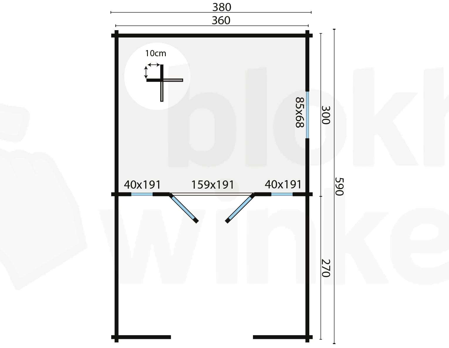 Plattegrond Blokhut Sanstrov | Inclusief fundamentbalken, shingles, startset en bezorging!