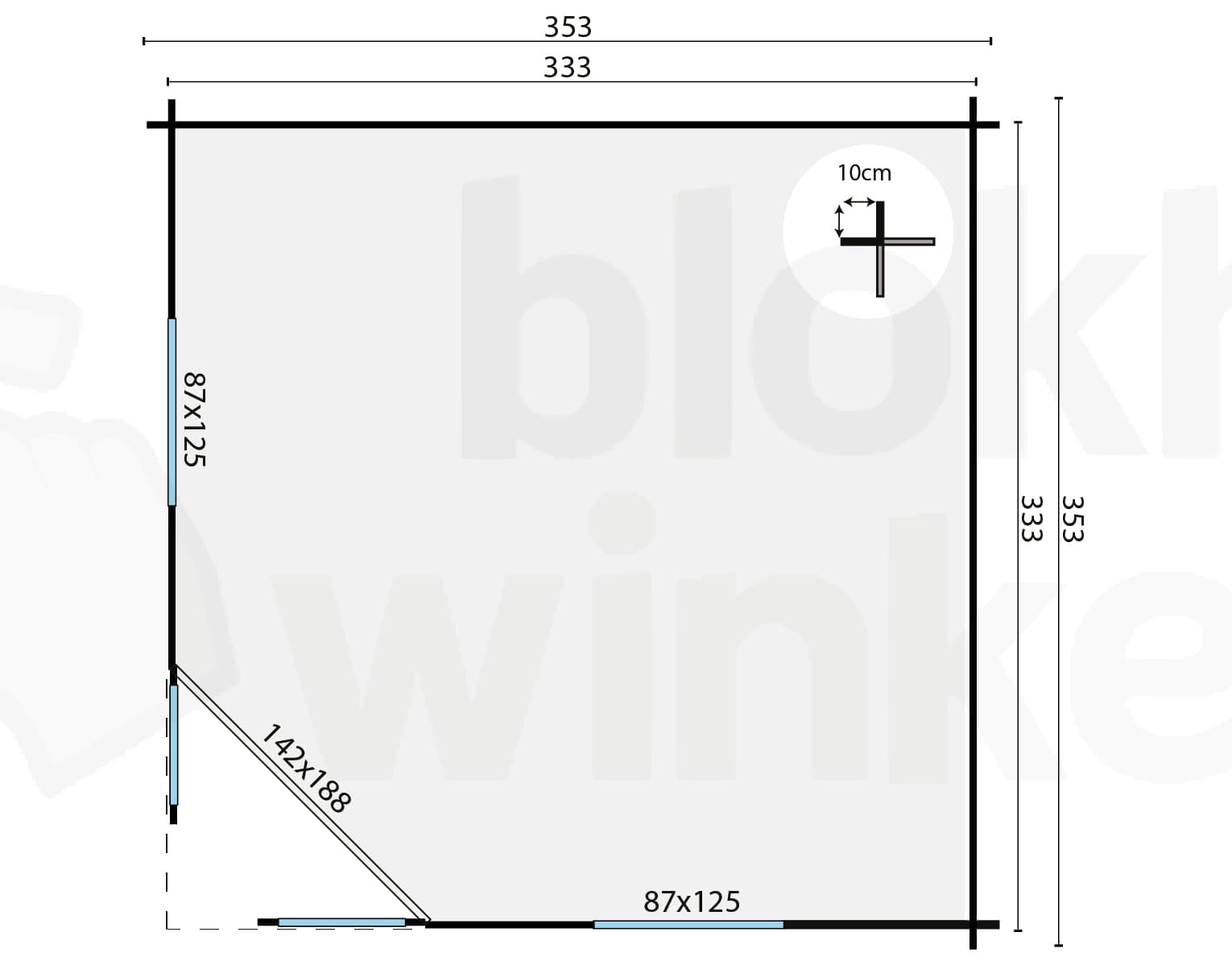 Plattegrond Blokhut Nilsson | Inclusief fundamentbalken, shingles, startset en bezorging!