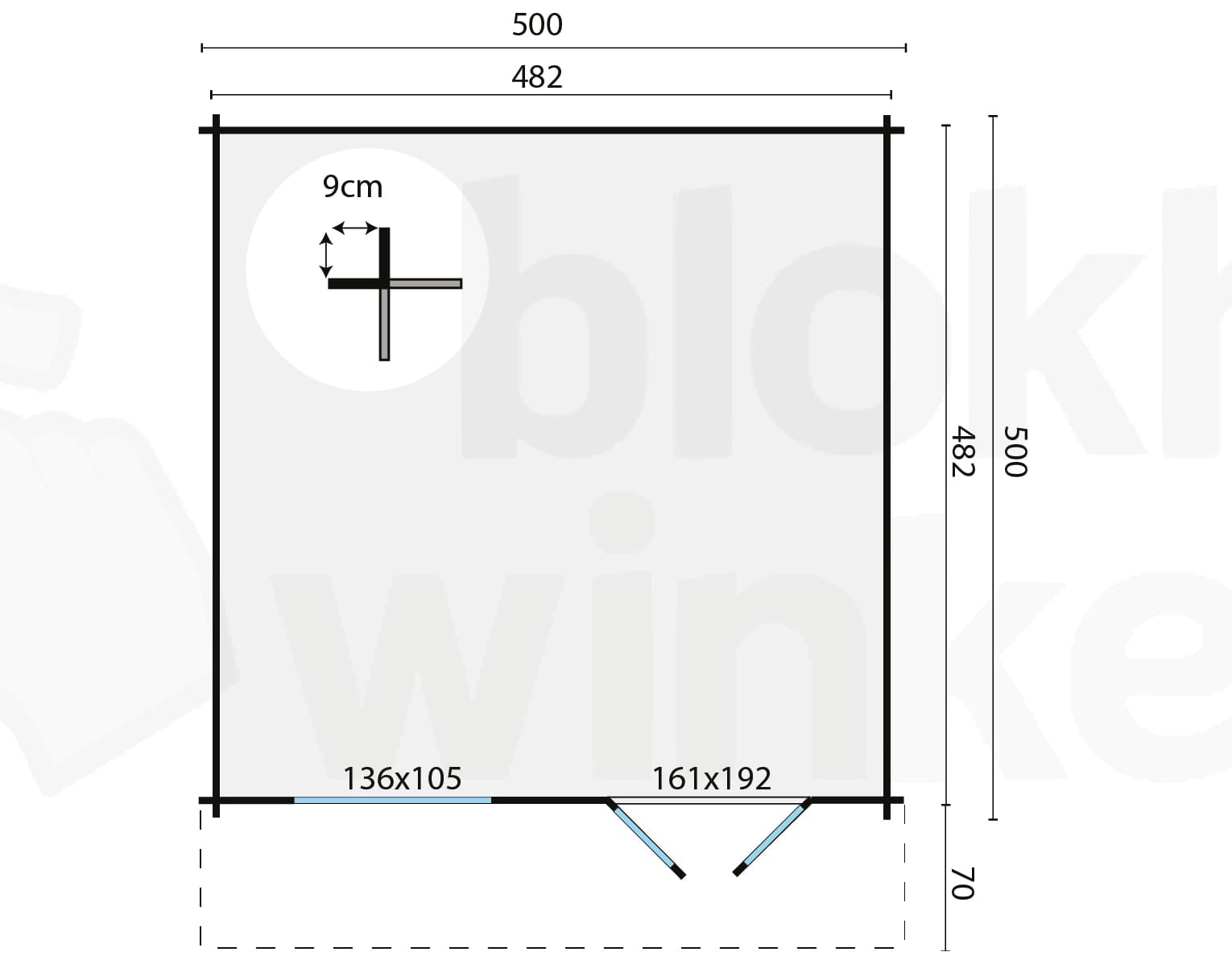 Plattegrond Blokhut Hendrick | Inclusief fundamentbalken, shingles, startset en bezorging!