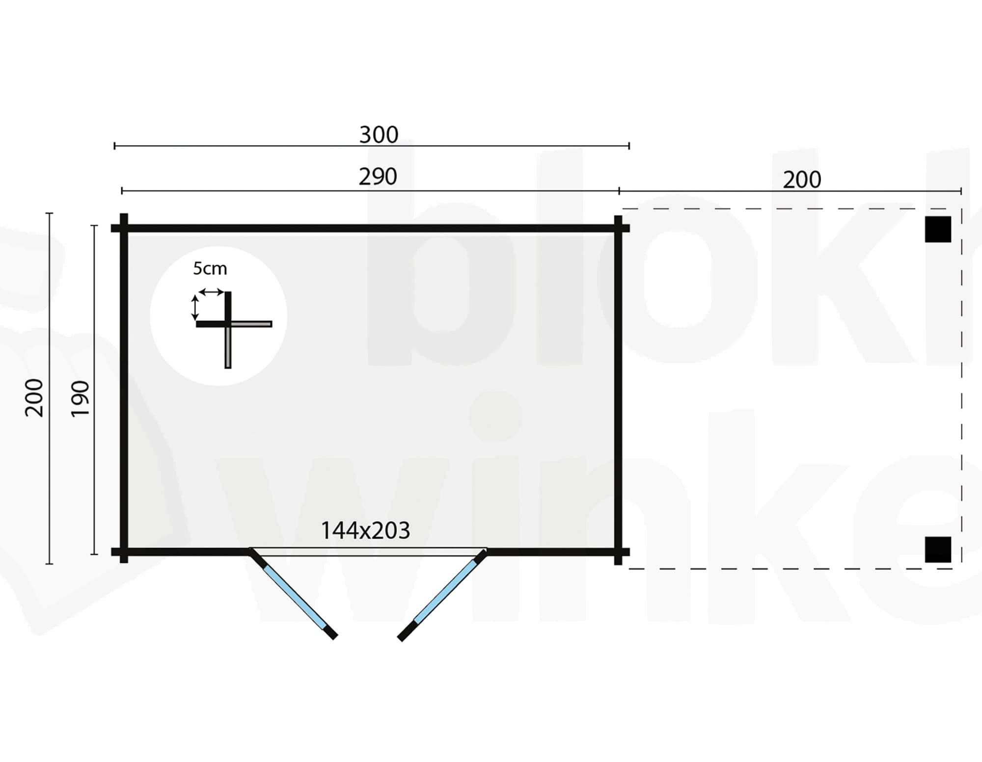 Plattegrond Blokhut Middelmodern | Inclusief fundamentbalken, easyroofing, startset en bezorging!