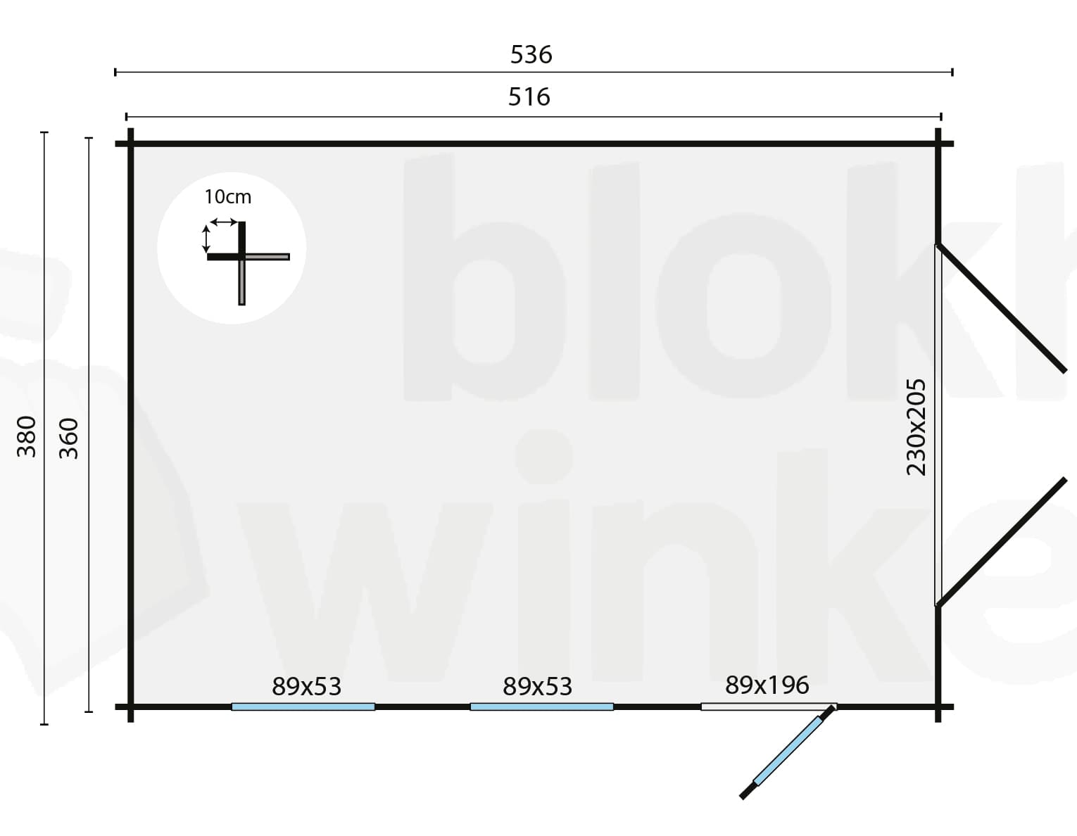 Plattegrond Blokhut Houten Garage Marketta met plat dak | Inclusief fundamentbalken, easyroofing, startset en bezorging!