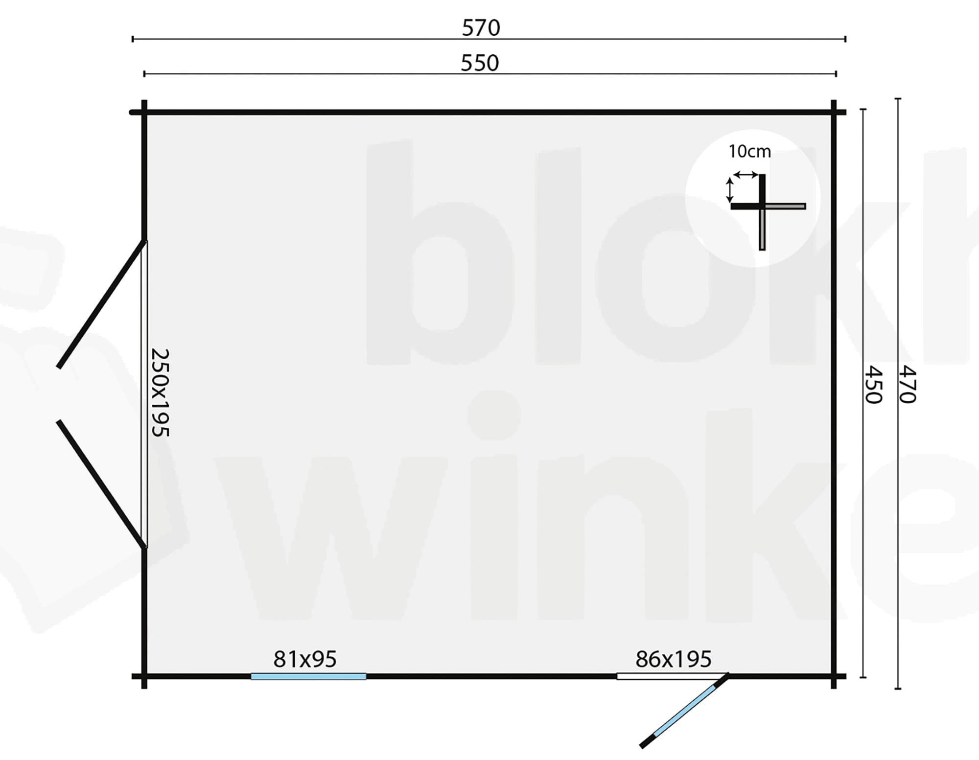 Plattegrond Blokhut Houten Garage Rydell XXL | Inclusief fundamentbalken, shingles, startset en bezorging!