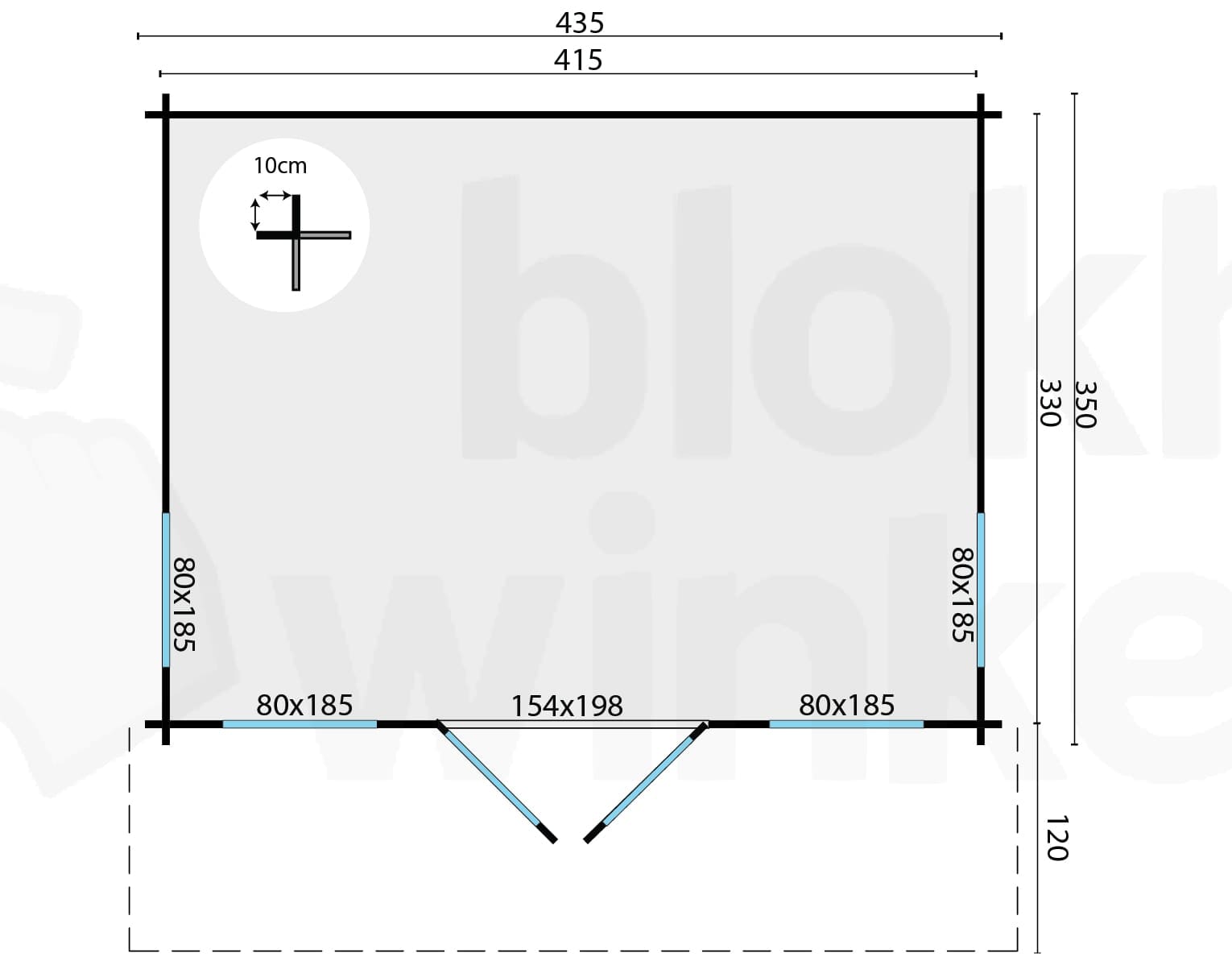 Plattegrond Blokhut Lory | Inclusief fundamentbalken, easyroofing, startset en bezorging!