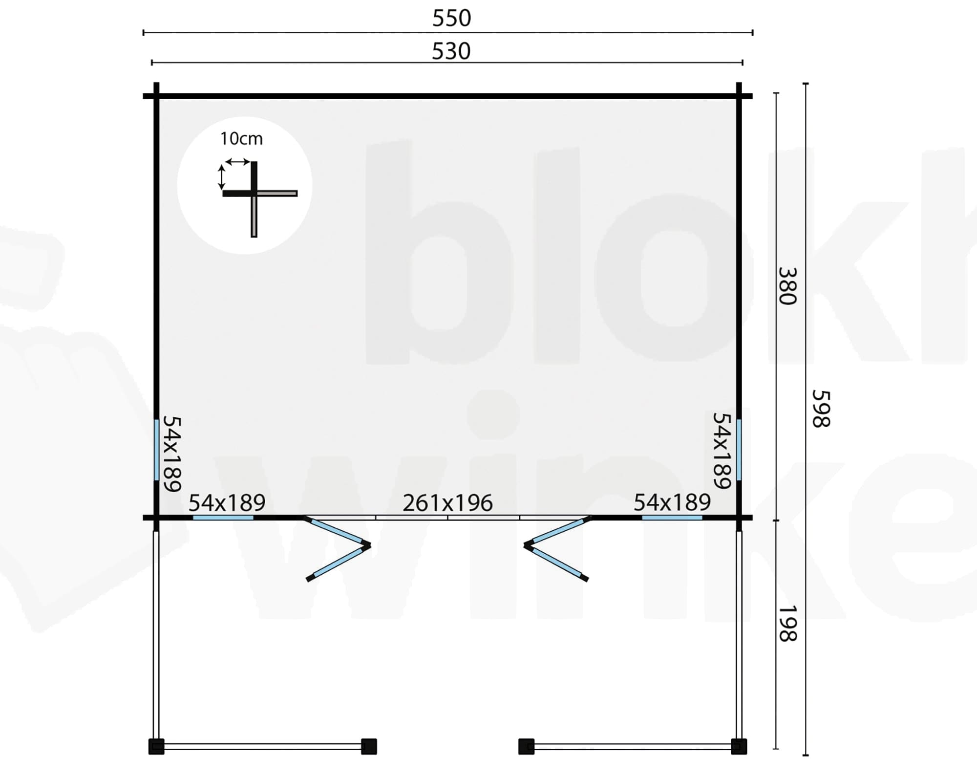 Plattegrond Blokhut Olaug | Inclusief fundamentbalken, shingles, startset en bezorging!