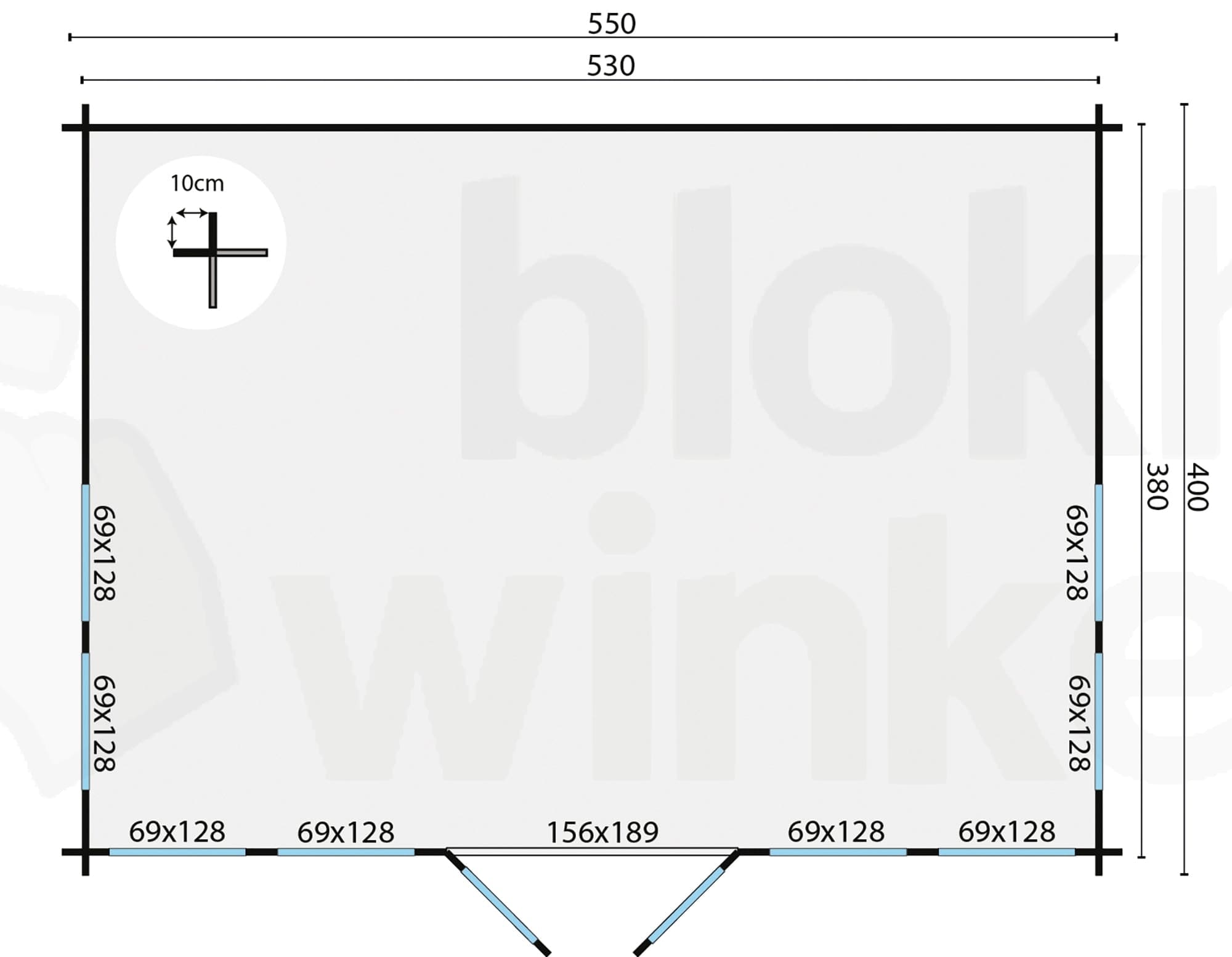 Plattegrond Blokhut Clockhouse | Inclusief fundamentbalken, shingles, startset en bezorging!