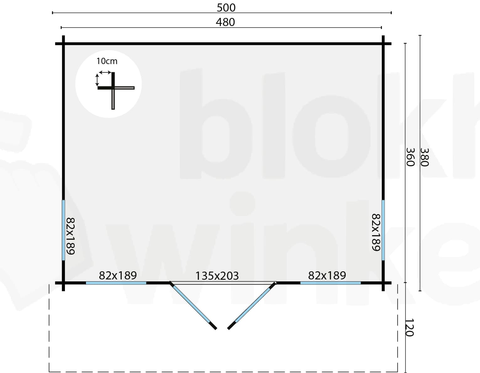 Plattegrond Blokhut Yorick | Inclusief fundamentbalken, easyroofing, startset en bezorging!