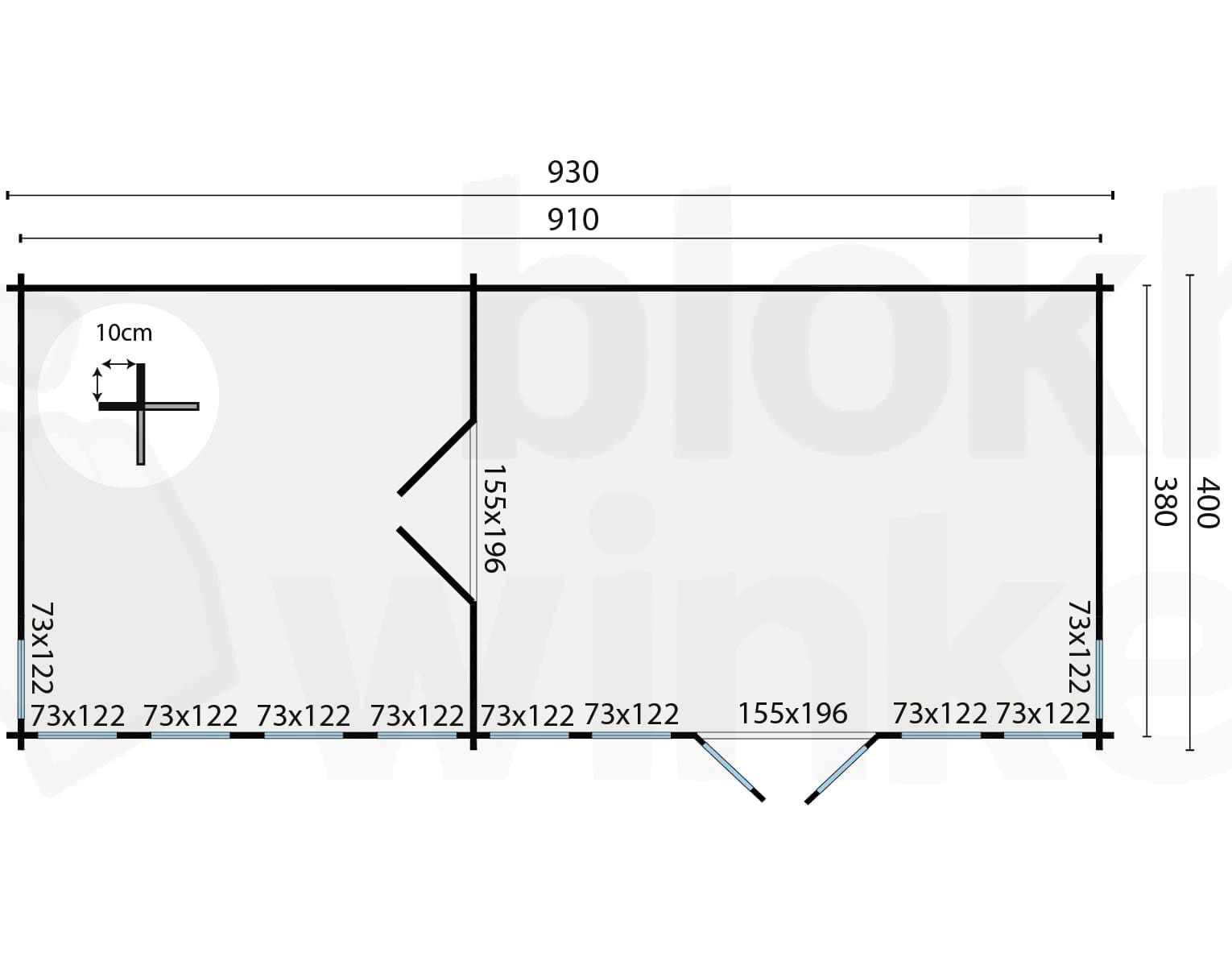 Plattegrond Blokhut Big Lauren geïmpregneerd | Inclusief fundamentbalken, shingles, startset en bezorging!