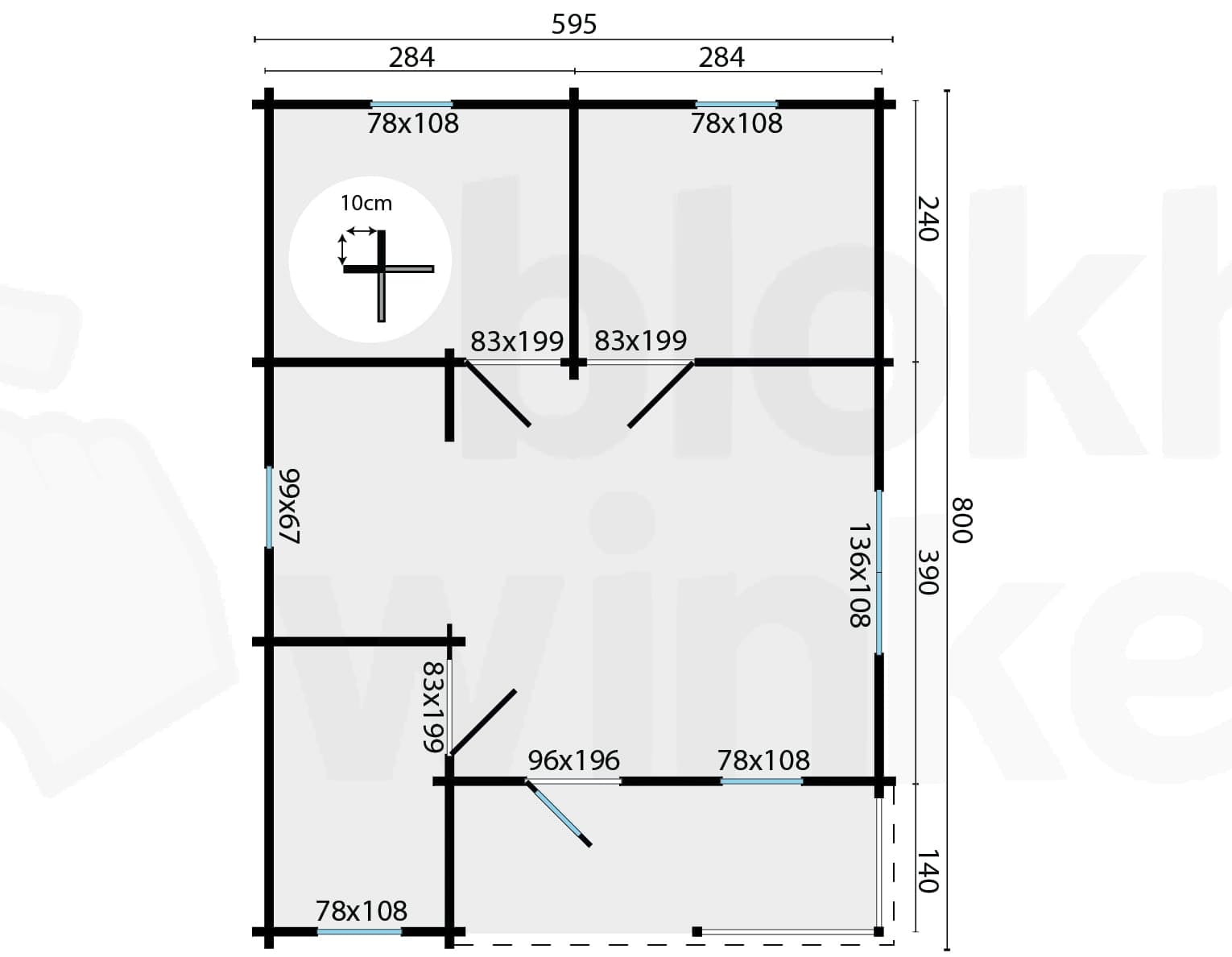 Plattegrond Blokhut Kay | Inclusief fundamentbalken, shingles, startset en bezorging!