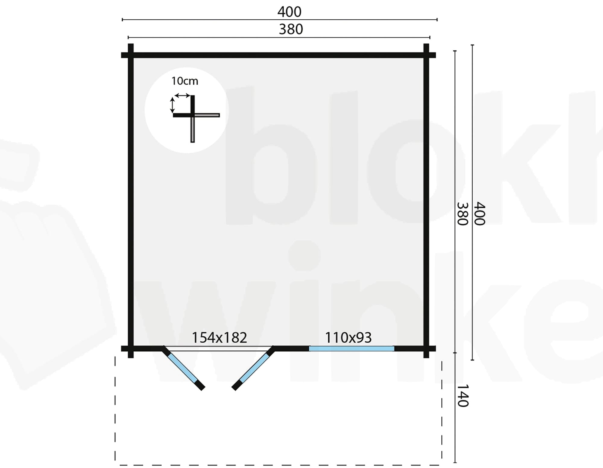 Plattegrond Blokhut Stian | Inclusief fundamentbalken, shingles, startset en bezorging!