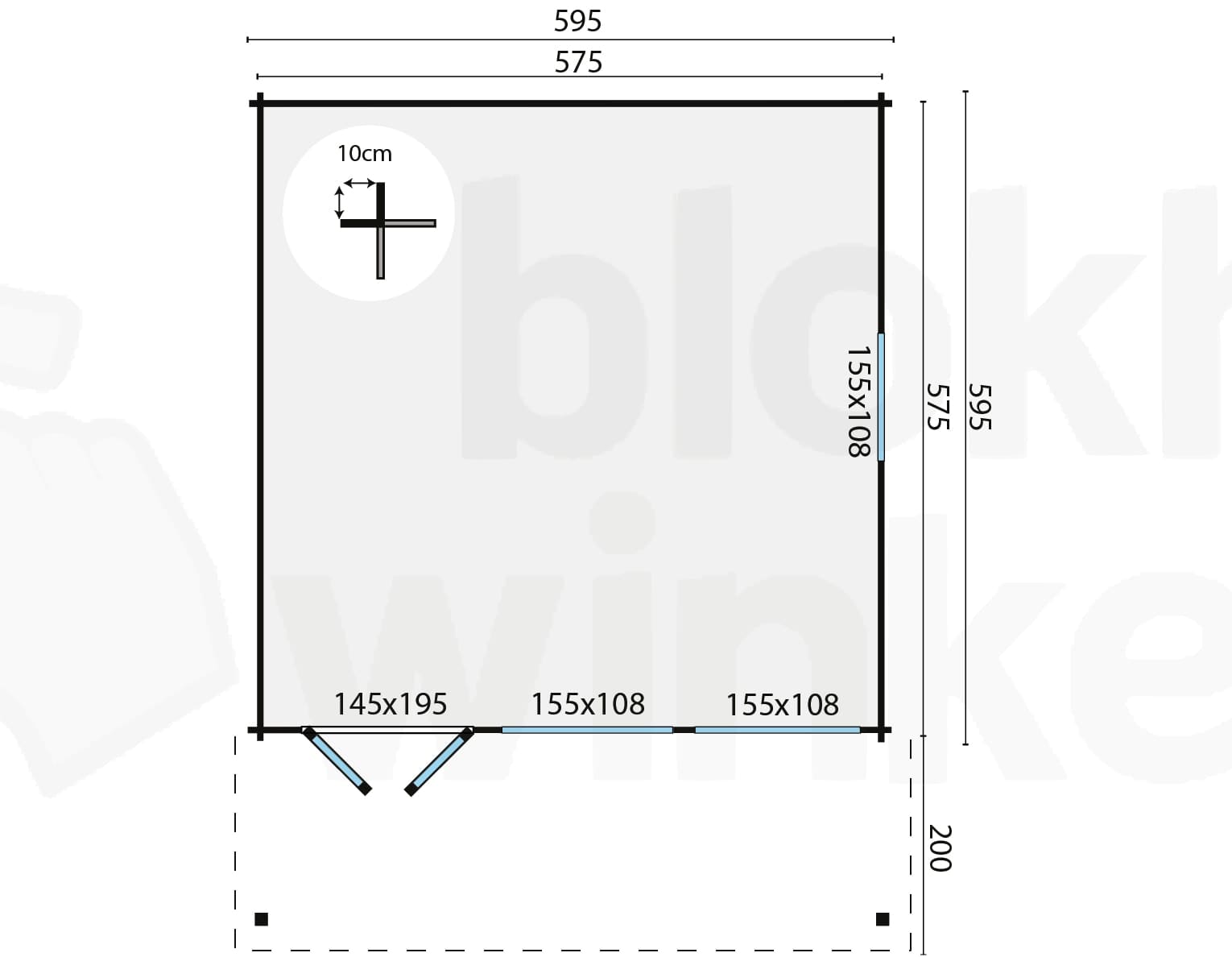 Plattegrond Blokhut Rune | Inclusief fundamentbalken, shingles, startset en bezorging!
