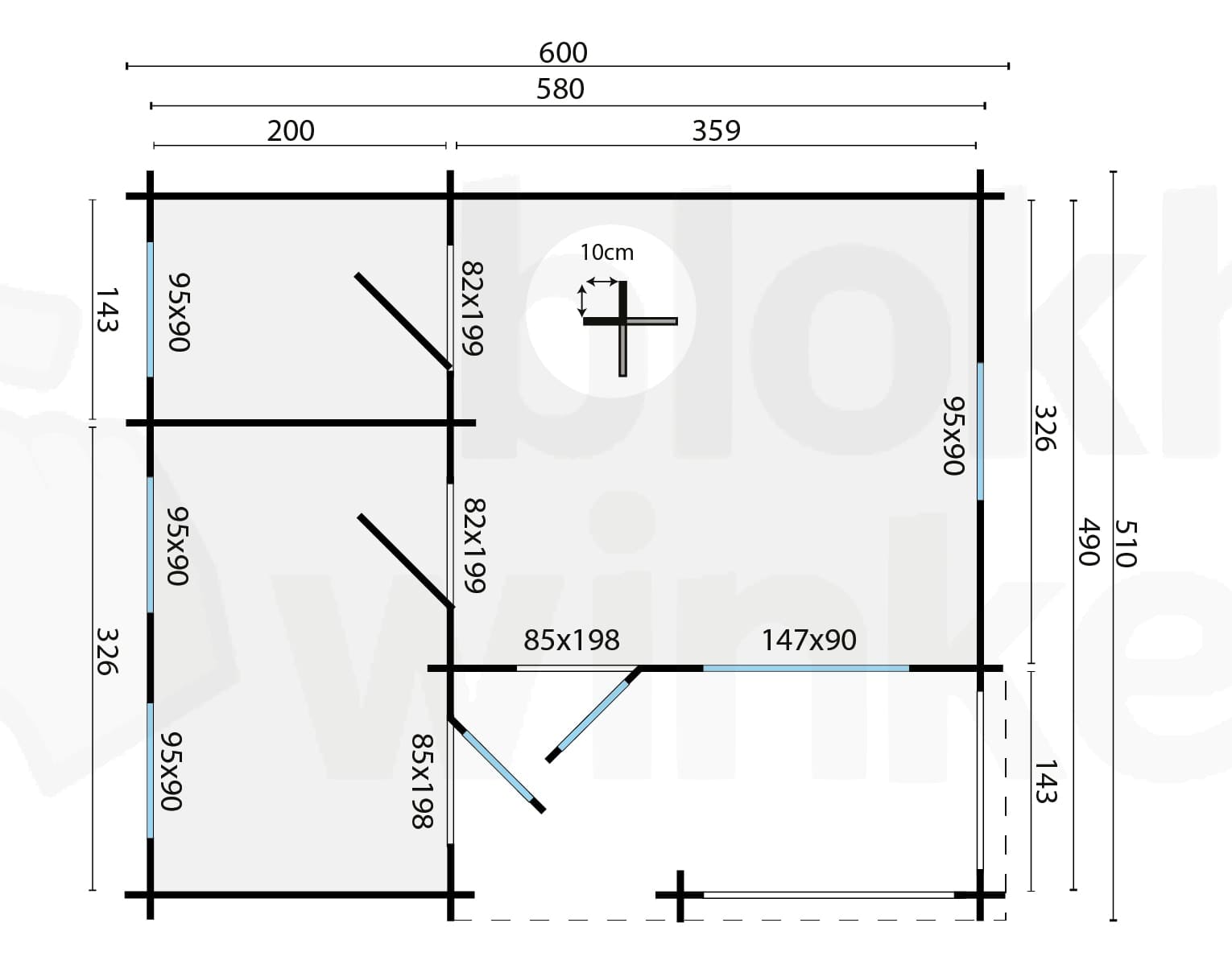 Plattegrond Blokhut Edelweiss | Inclusief fundamentbalken, shingles, startset en bezorging!