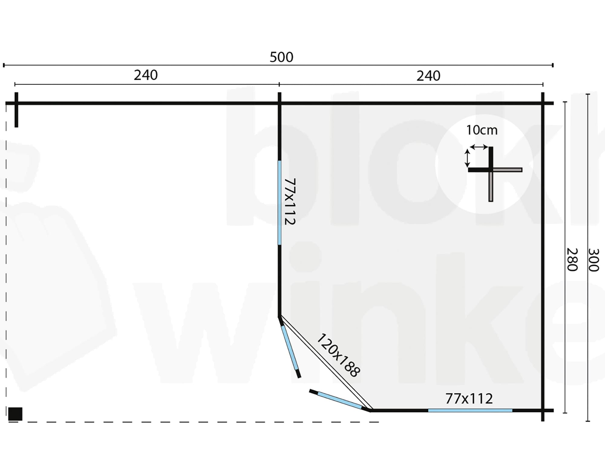 Plattegrond Blokhut Stig geïmpregneerd | Inclusief fundamentbalken, easyroofing, startset en bezorging!