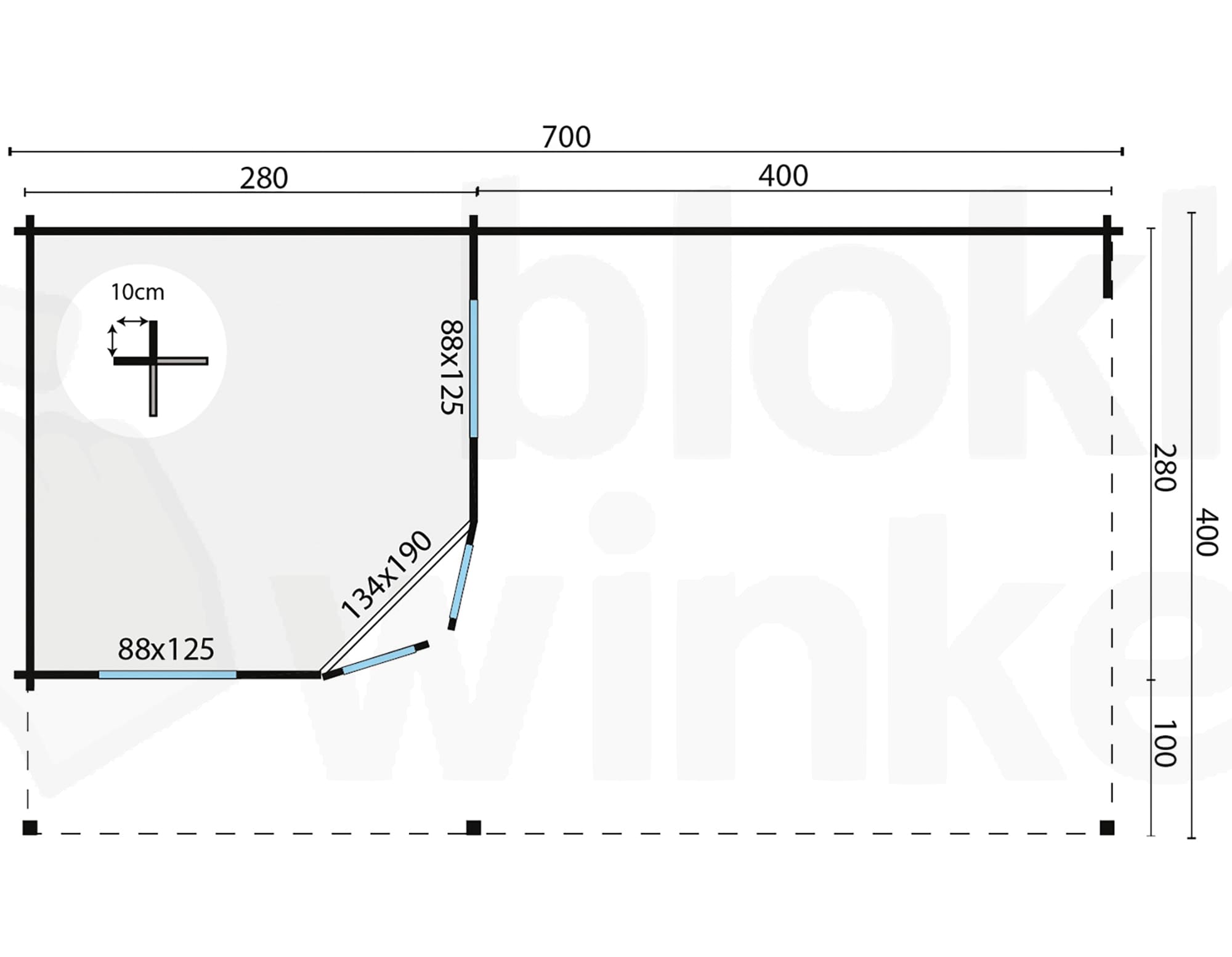 Plattegrond Blokhut Annette | Inclusief fundamentbalken, easyroofing, startset en bezorging!