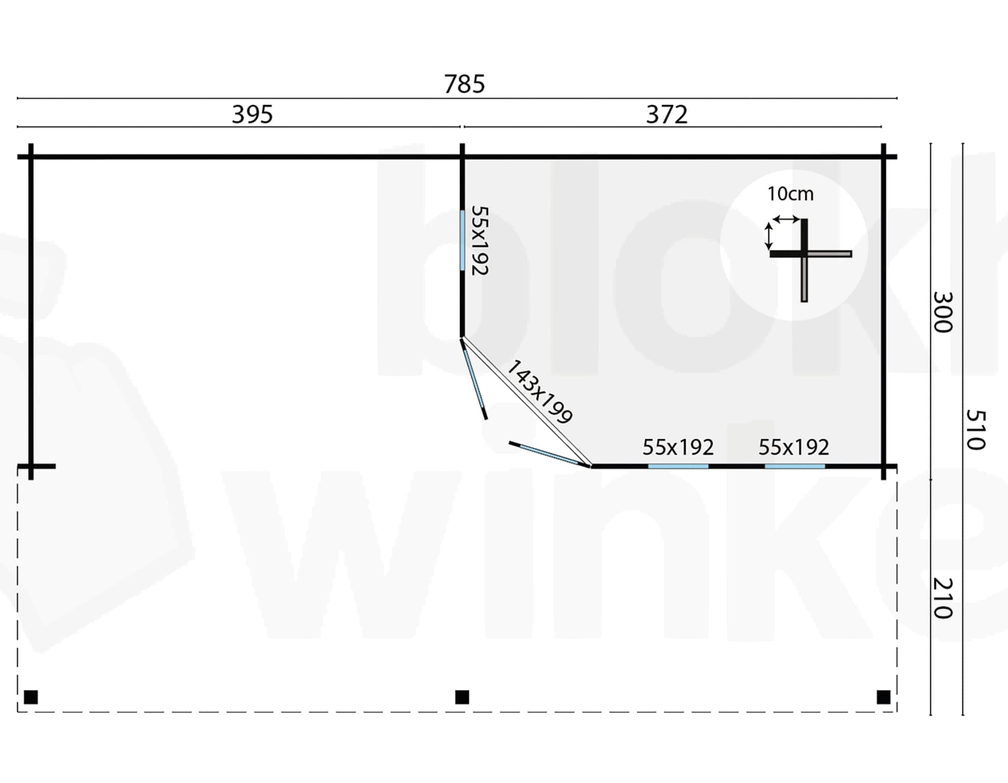 Plattegrond Blokhut Oletha | Inclusief fundamentbalken, EPDM, startset en bezorging!