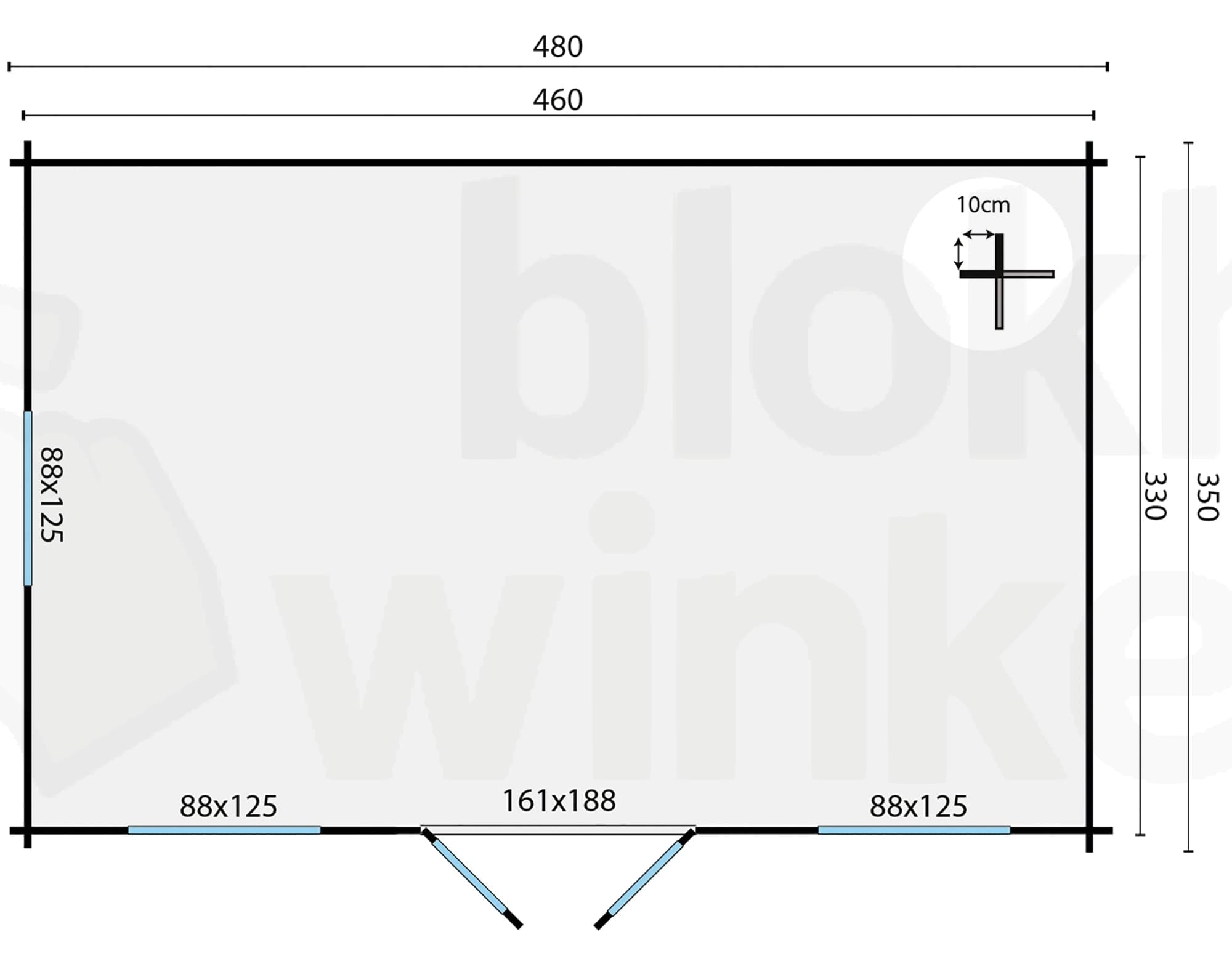 Plattegrond Blokhut Tane geïmpregneerd | Inclusief fundamentbalken, shingles, startset en bezorging!