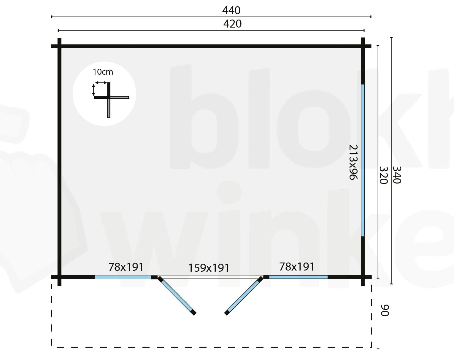 Plattegrond Blokhut Blackpool geïmpregneerd | Inclusief fundamentbalken, shingles, startset en bezorging!