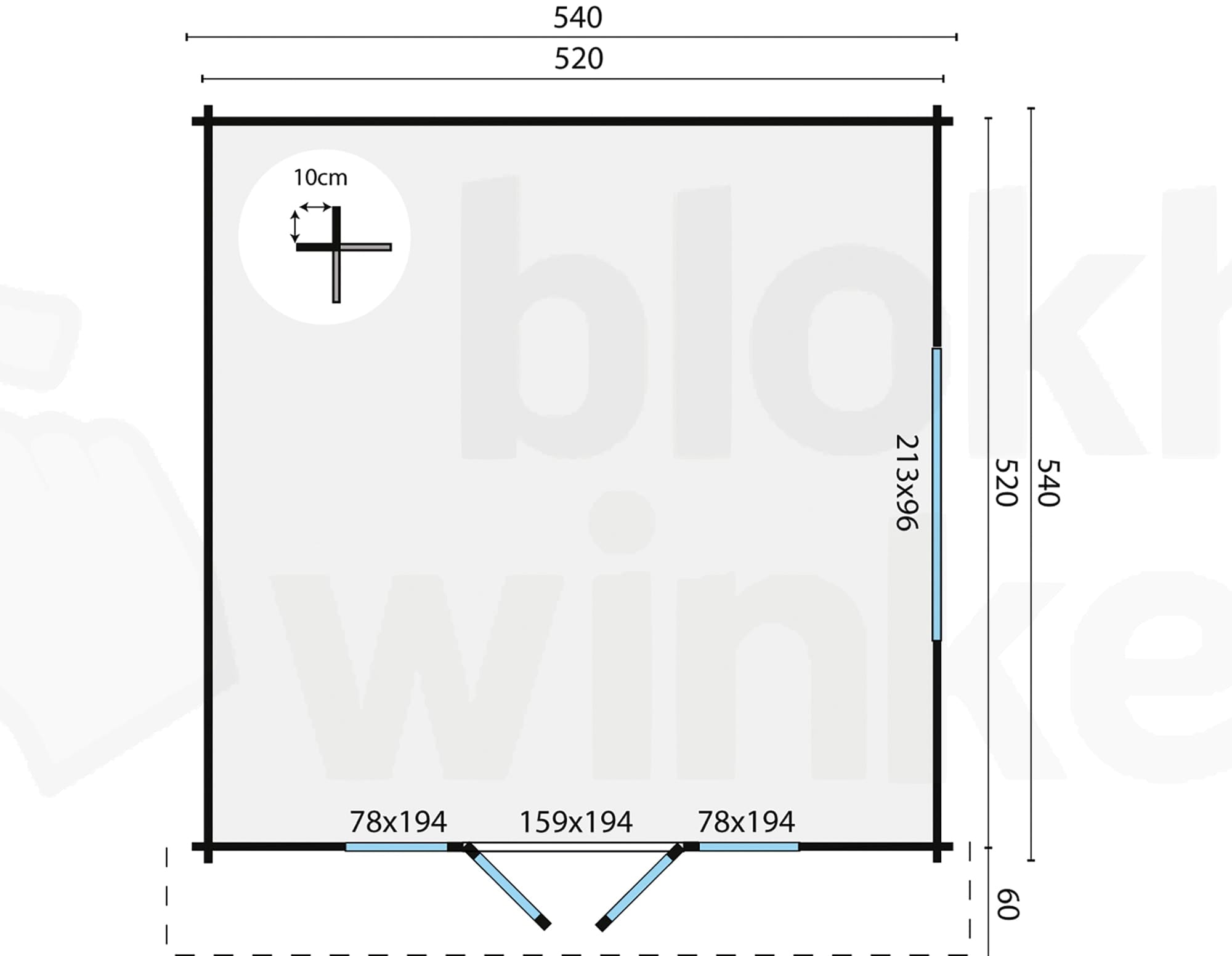 Plattegrond Blokhut Southampton geïmpregneerd | Inclusief fundamentbalken, shingles, startset en bezorging!