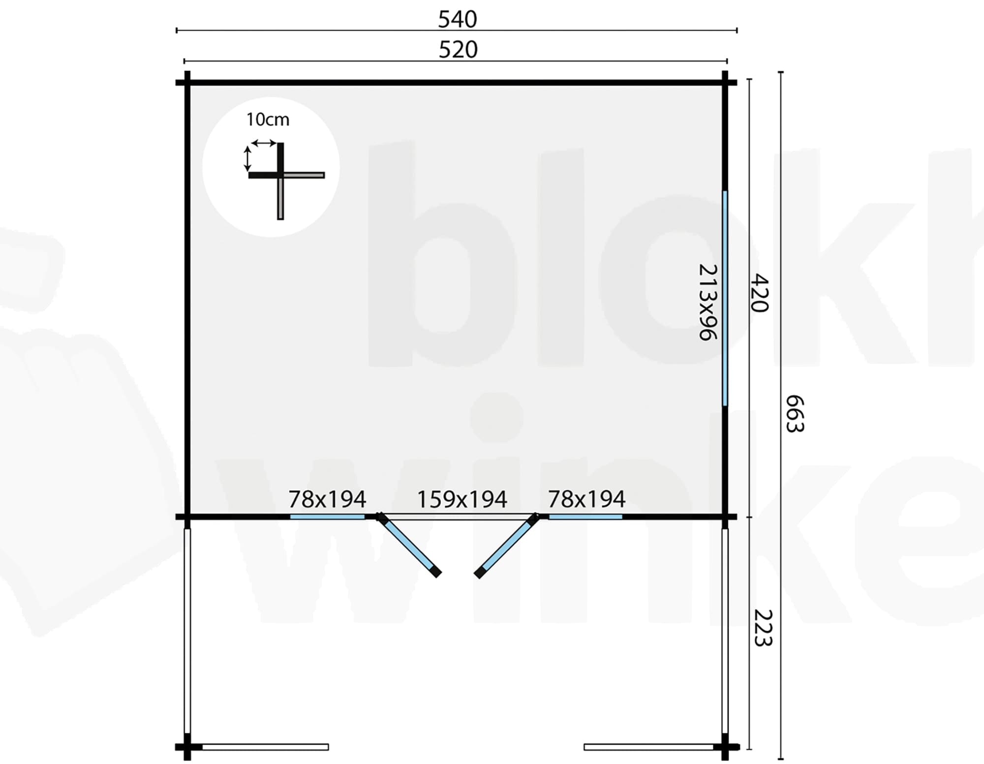 Plattegrond Blokhut Nottingham | Inclusief fundamentbalken, shingles, startset en bezorging!