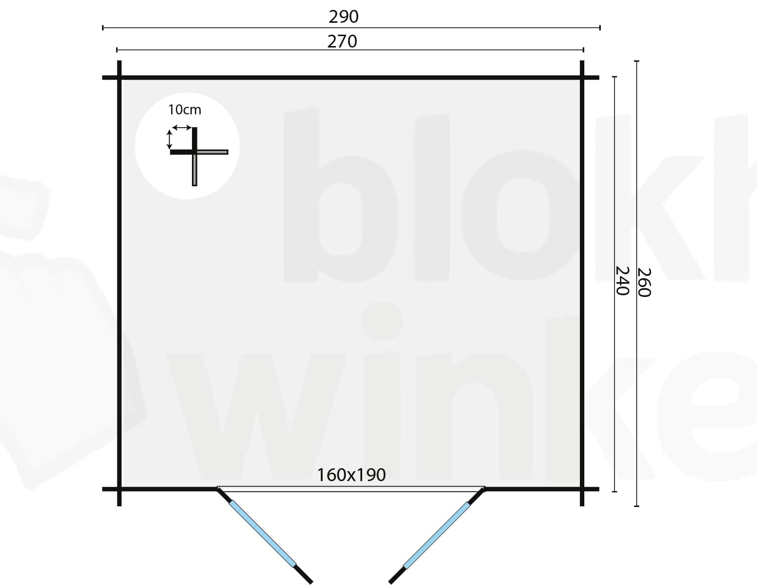Plattegrond Blokhut Mila | Inclusief fundamentbalken, easyroofing, startset en bezorging!