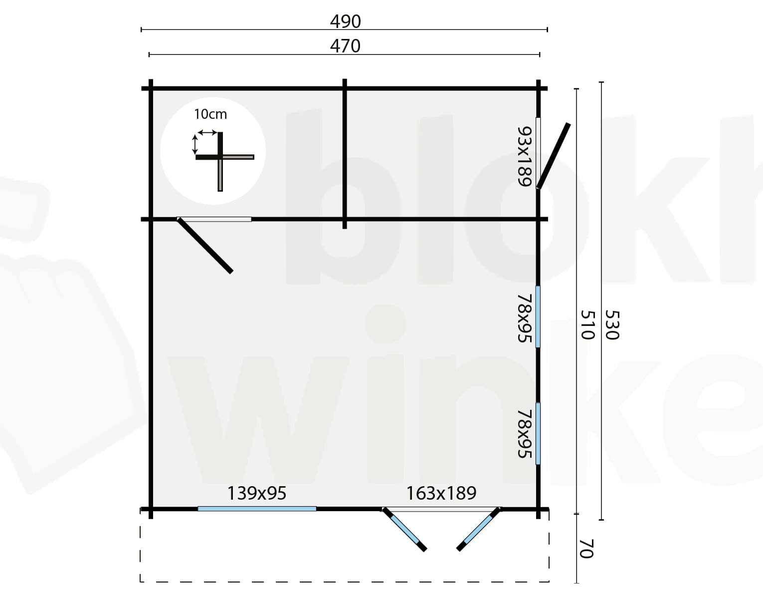 Plattegrond Blokhut Berlin | Inclusief fundamentbalken, shingles, startset en bezorging!