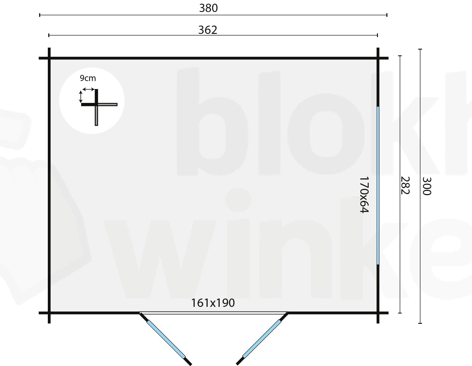 Plattegrond Blokhut Loya | Inclusief fundamentbalken, easyroofing, startset en bezorging!