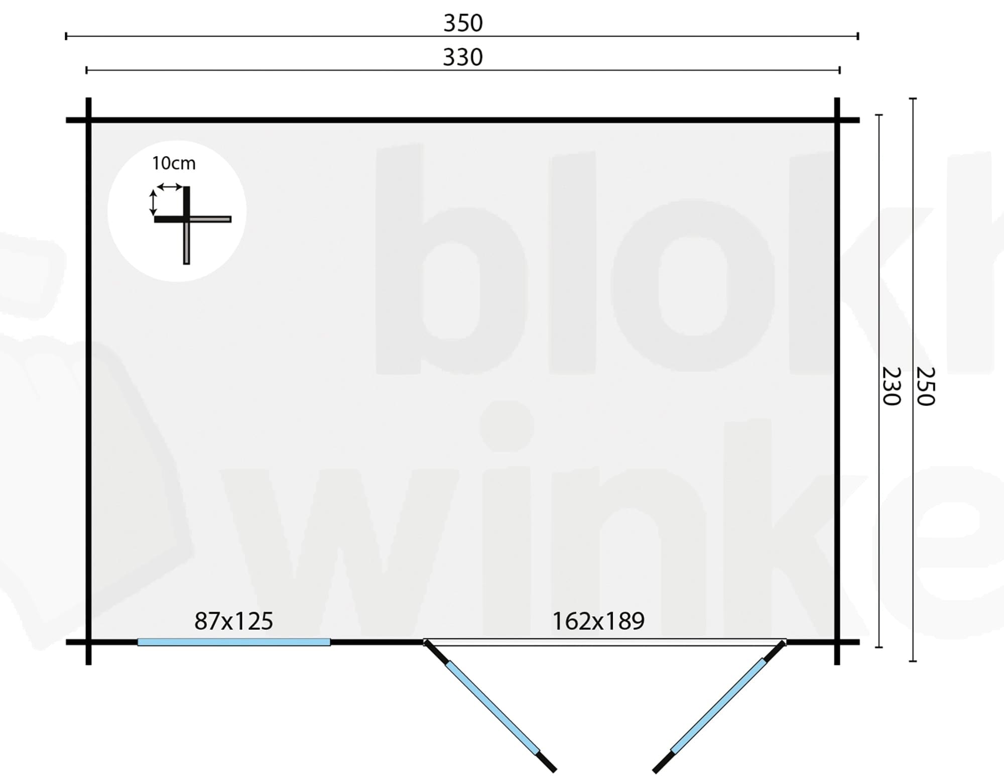 Plattegrond Blokhut Daisy | Inclusief fundamentbalken, shingles, startset en bezorging!