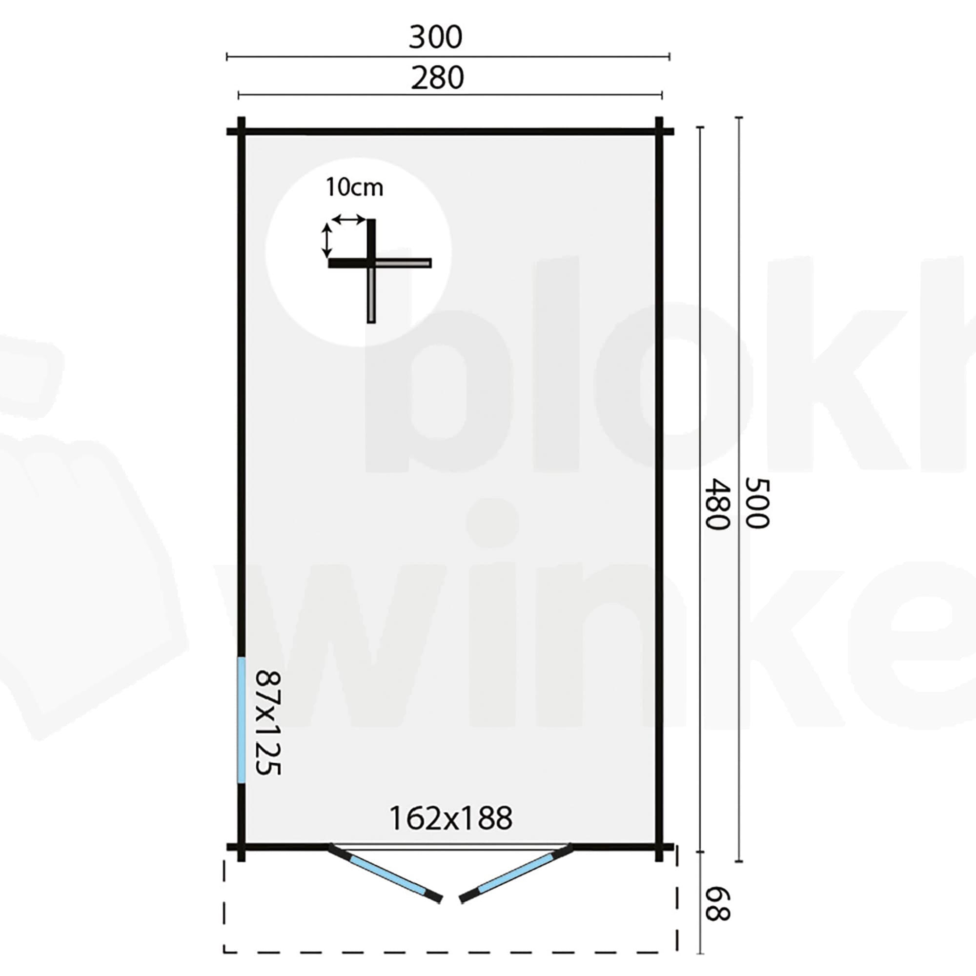 Plattegrond Blokhut Julia | Inclusief fundamentbalken, shingles, startset en bezorging!