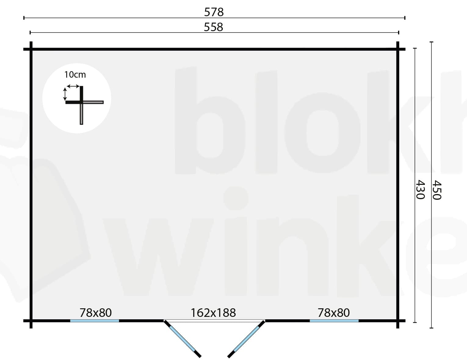 Plattegrond Blokhut Dianne geïmpregneerd | Inclusief fundamentbalken, shingles, startset en bezorging!