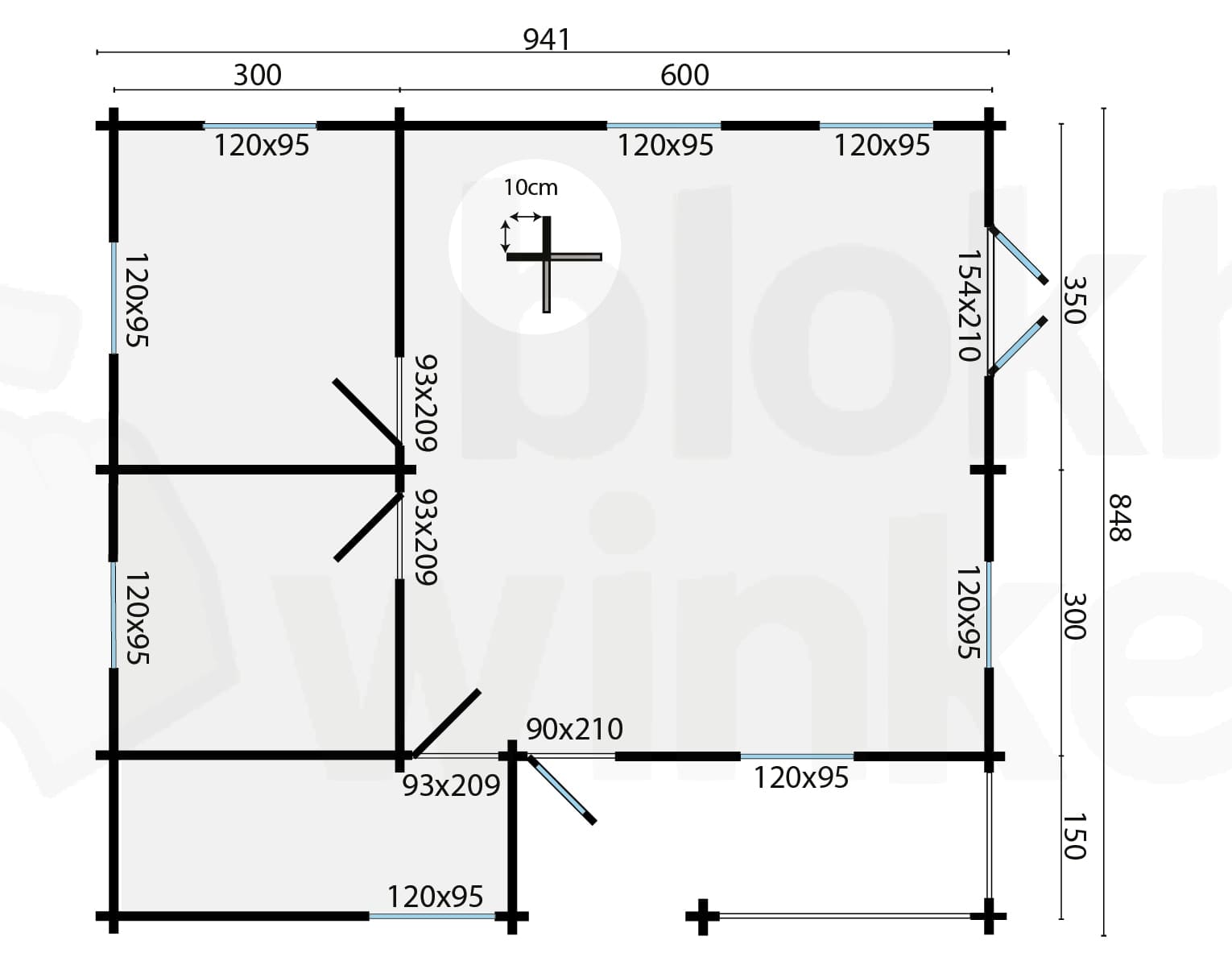 Plattegrond Blokhut Azores | Inclusief fundamentbalken, shingles, startset en bezorging!