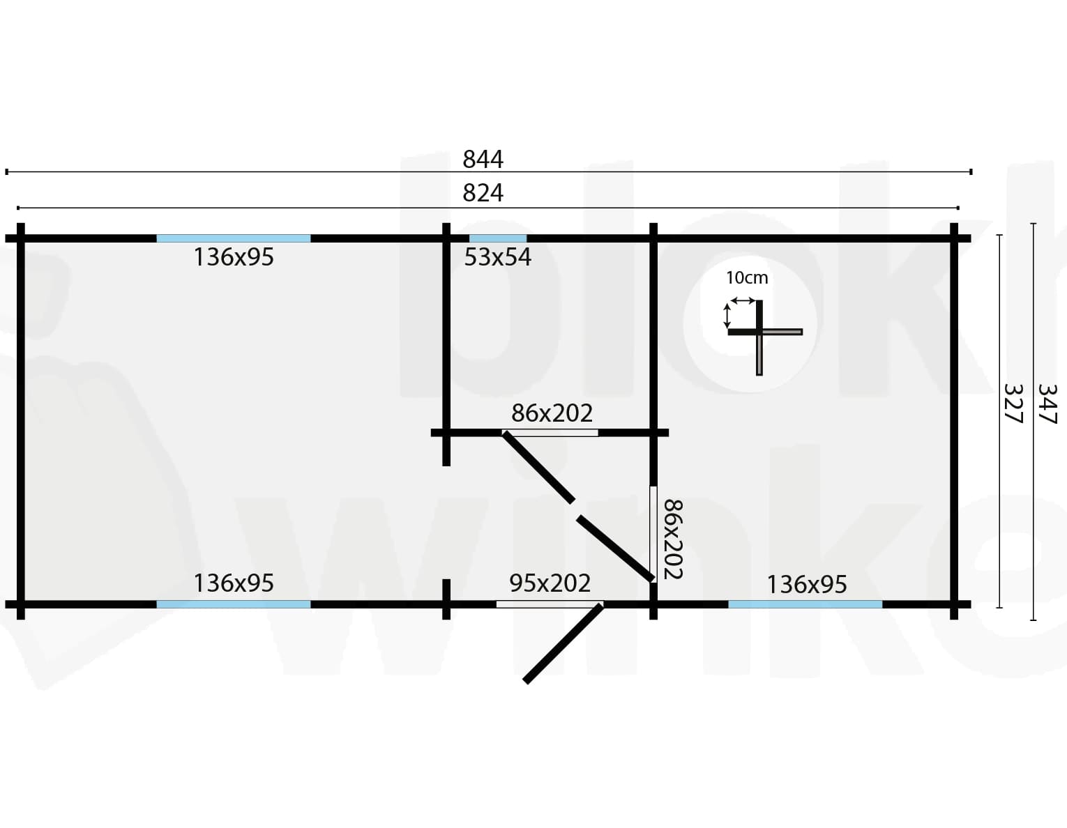 Plattegrond Blokhut Ava | Inclusief fundamentbalken, shingles, startset en bezorging!