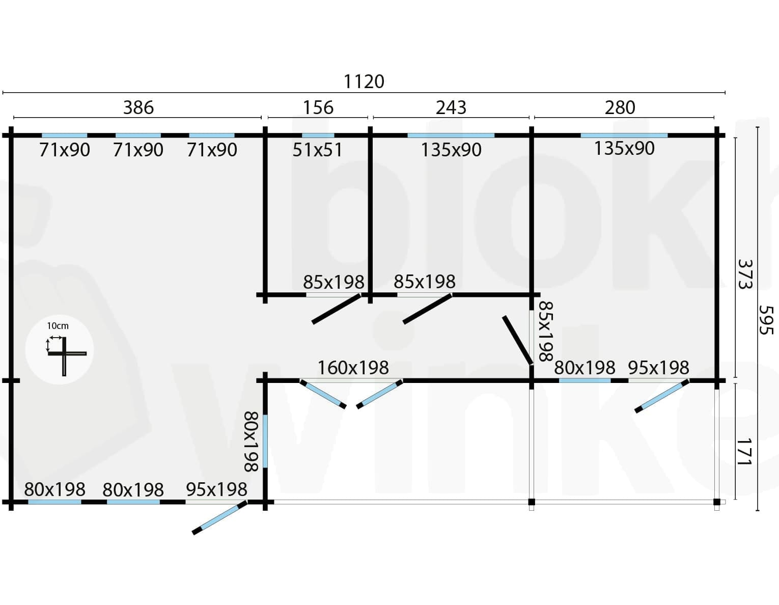 Plattegrond Blokhut Letterkenny | Inclusief fundamentbalken, shingles en bezorging!