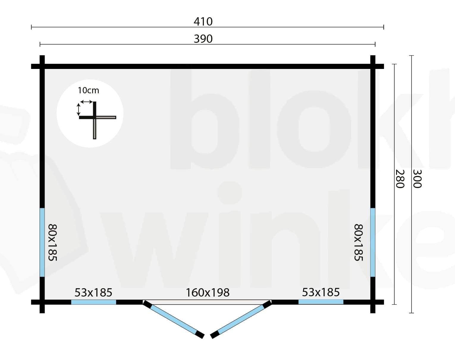 Plattegrond Blokhut Victoria | Inclusief fundamentbalken, easyroofing, startset en bezorging!